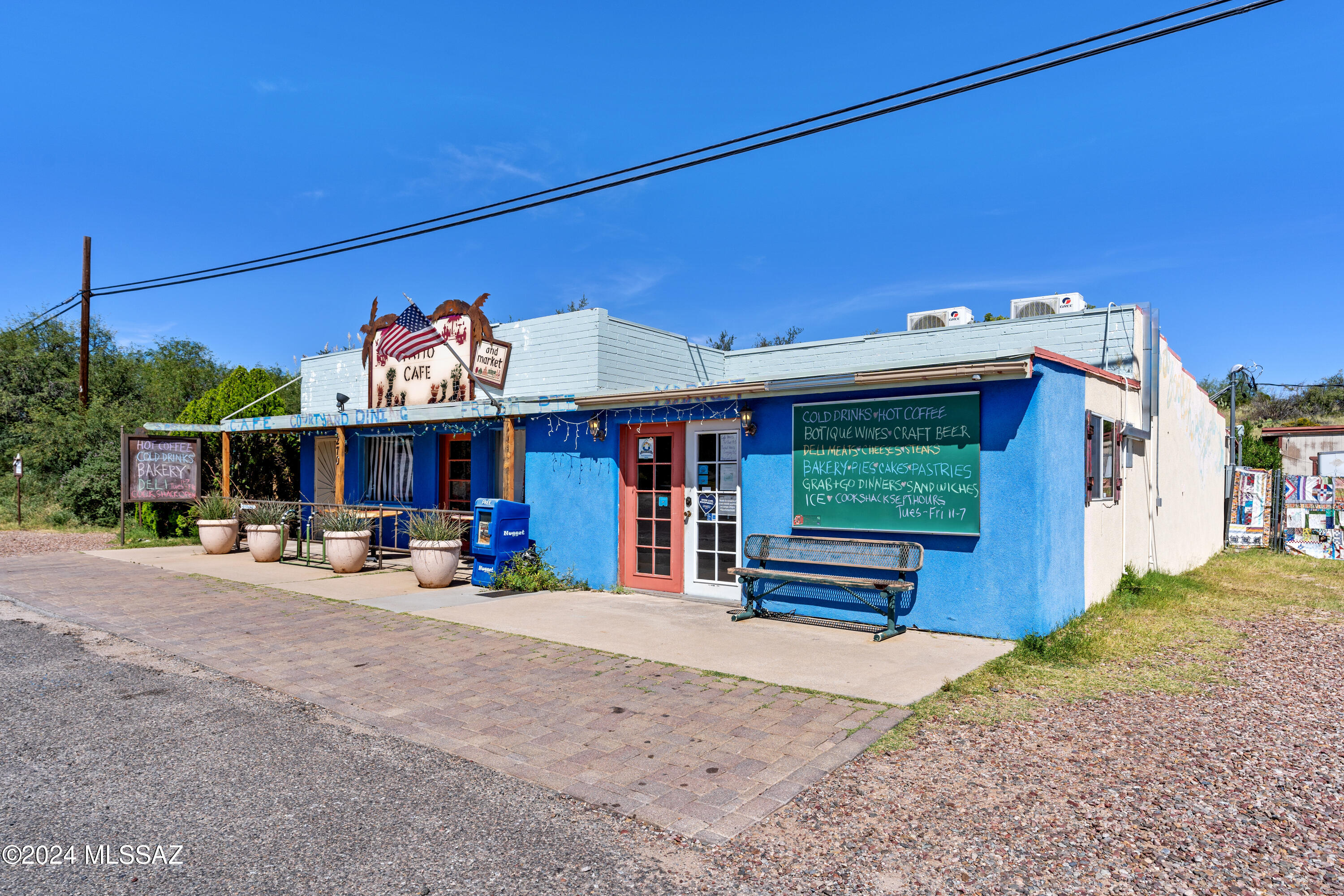 The beloved Oracle Patio Cafe & Market is ready for a new owner! This profitable market with dining and catering is a frequently visited small-town staple -- the perfect opportunity for an investor or owner-operator to put down roots in this artistic, nature-loving community. Series 7 beer & wine license included, for rhe possibility to expand business as a wine bar. All cooking equipment, appliances, market freezers, fridges, and display cases will convey. Also included are the catering equipment and catering trailer, which offer off-site service for 100+. Seller is willing to carry / seller financing available with 50% down payment. Adjacent vacant lot with potential for development included, for a total of two parcels. Product inventory & catering van not included, but negotiable. Please contact listing agent with any questions or to schedule a private tour.