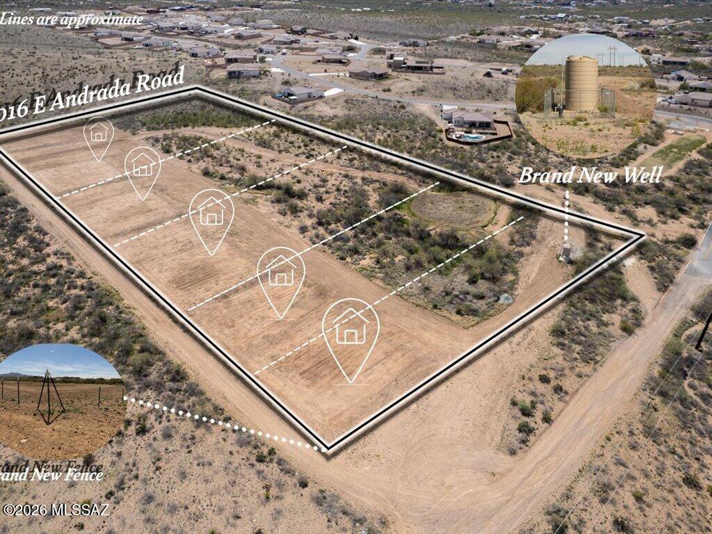 5 separate 100x100, 2 Acre each parcel/buildable pads already subdivided, prepped, and waiting for homes to be built. Brand new shared well between the 5 lots. Easy access to major streets yet secluded, serene desert and mountain views. Next to state land for added privacy. Don't miss this opportunity to build custom homes on ready to go lots  in the highly desirable and quickly growing Vail area.