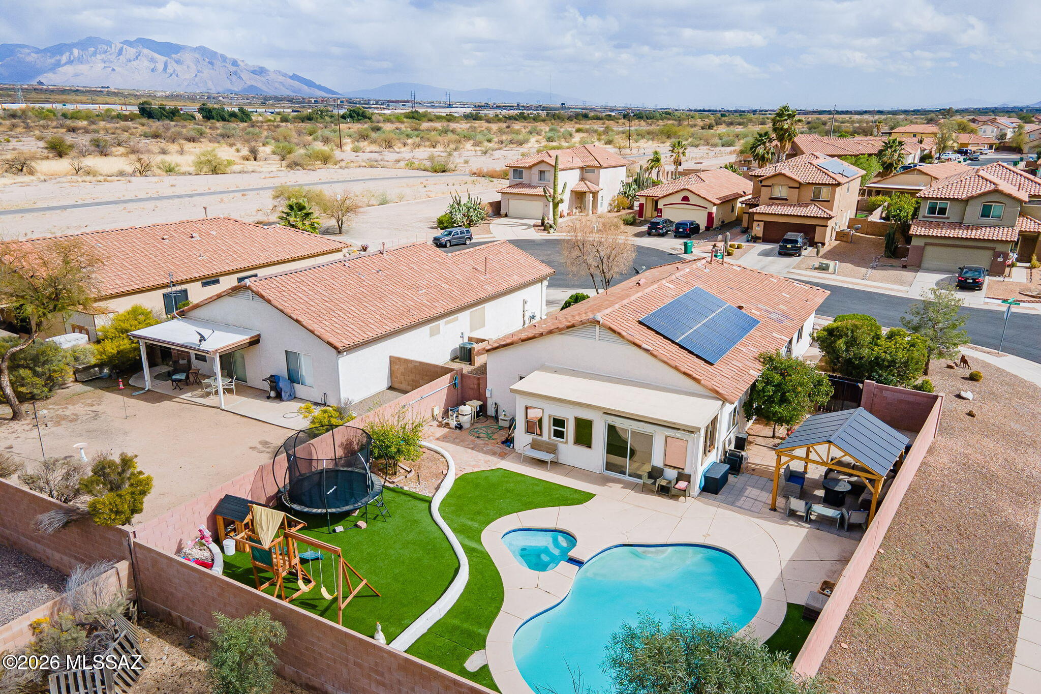 Desirable Continental Ranch community. This three-bedroom, two-bath home features a PAID-OFF SOLAR SYSTEM and an enclosed sunroom (not included in the square footage). The property interior freshly painted, updated the roof with Hallmark roofing, plus it includes a heated swimming pool and spa, a newly landscaped backyard with a gazebo, and a roof that was replaced in 2022. Inside, you will find newer stainless-steel appliances and a newer water heater. This home is a must-see at this price; it won't last!