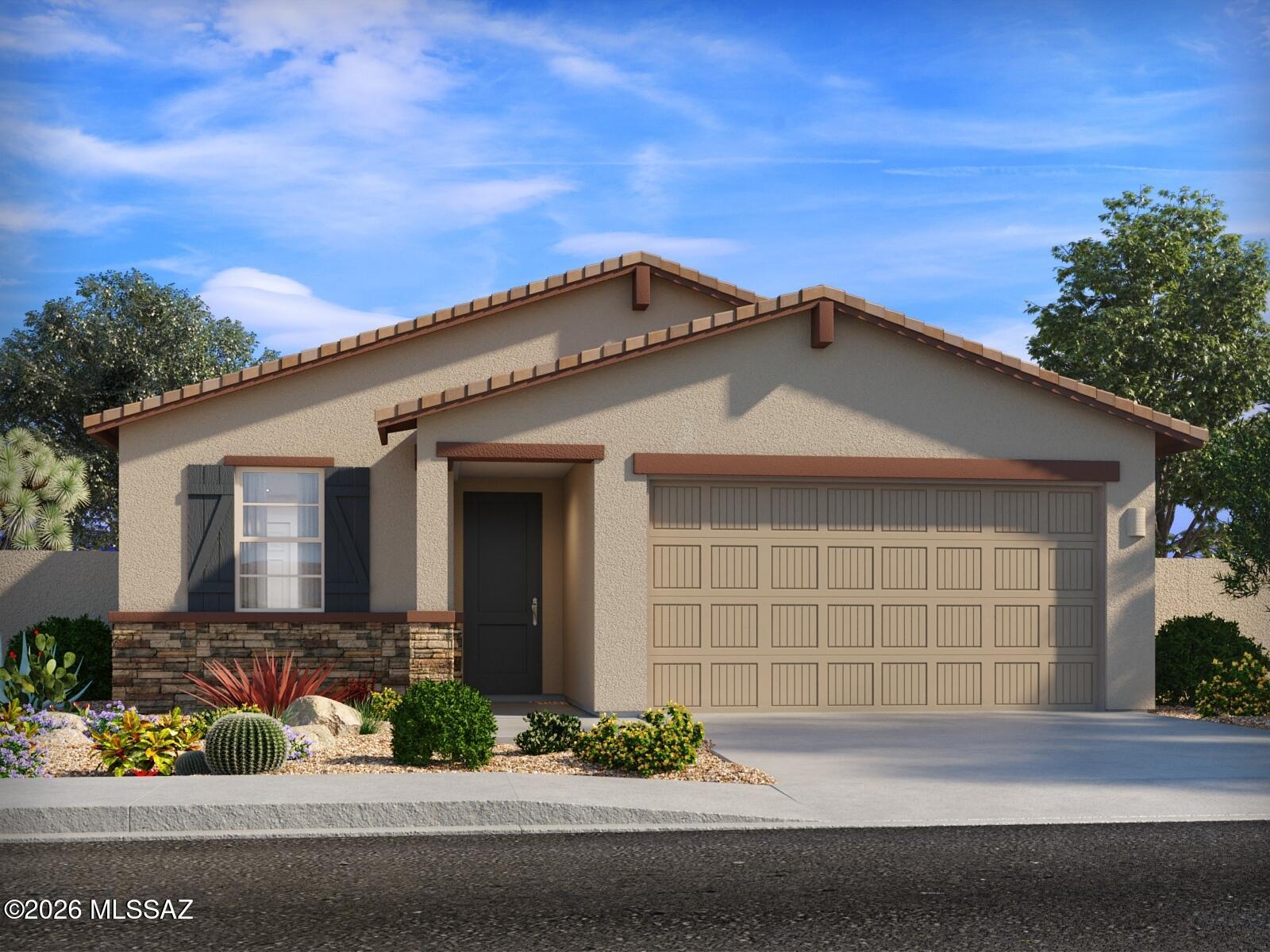 Brand new, energy-efficient home available by Jul 2026! The expansive great room of the Garnet is perfect for movie nights or watching the big game with friends. With four bedrooms, this home is great for entertaining guests, while the tucked away primary suite allows for privacy. Entrada del Toro is now selling in Sahuarita, AZ from the high $300s. This community features five floorplans and provides amenities including a splash pad, pools, walking and biking trails, and a safari park with convenient access to I-19 and major employment centers. Move-in ready with a washer, dryer, fridge, and whole-home blinds; closing in 60 days or less - guaranteed. We'll reimburse up to $5,000 for delays we cause.