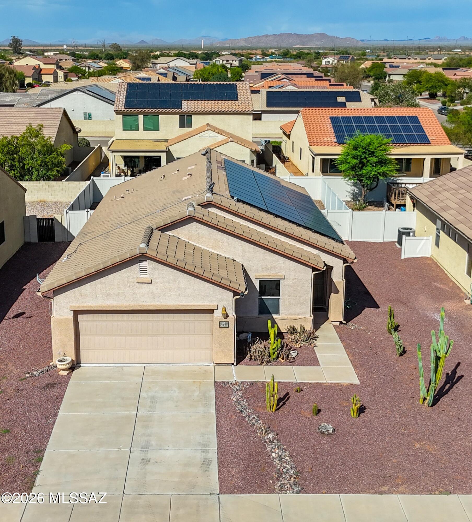 Beautiful 4-bedroom, 2-bath home in Red Rock! This move-in ready home features 9-foot ceilings throughout, paid-off solar panels, extra garage storage, and a private backyard. Enjoy amazing community amenities including a water park, resort-style pool, skate park, pocket parks, walking trails, and community events. Rare short sale opportunity!