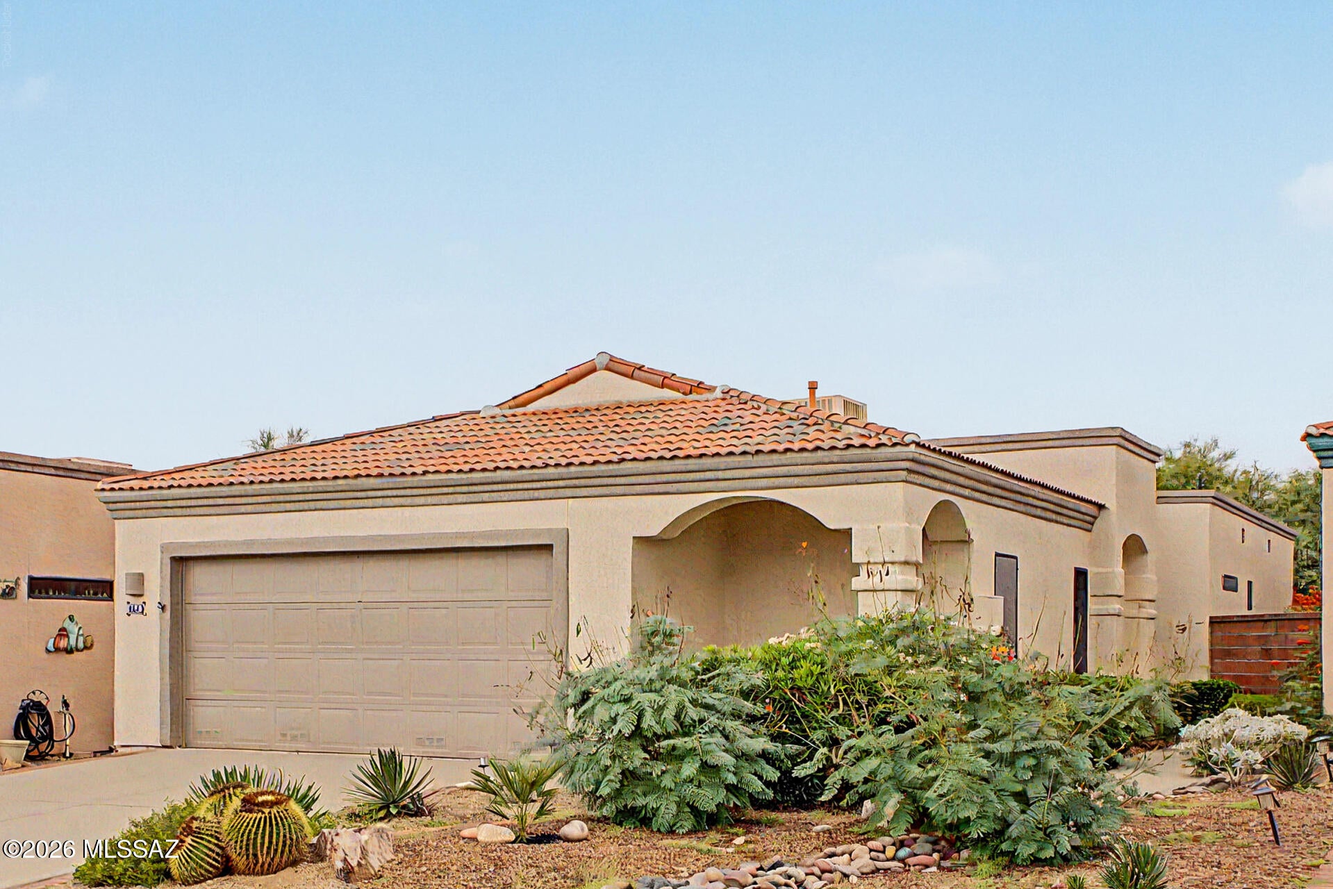 Welcome to this adorable 2-bedroom home nestled in the adult Community of Las Campanas! From the moment you arrive, you will notice a 2-car garage, low-care desert landscape, and a cozy front patio that's perfect for enjoying your morning coffee or relaxing in the afternoon. Discover a living & dining room that beckons you to unwind after a busy day. The kitchen comes with plenty of cabinets, built-in appliances, and a pantry. The primary bedroom offers a private bathroom with a shower & tub combination and a walk-in closet. Sizable Arizona room provides the ideal setting for hosting get-togethers with loved ones and friends, while the large backyard is ready for weekend barbecues, outdoor entertaining, or simply enjoying the sunshine. Don't miss it!