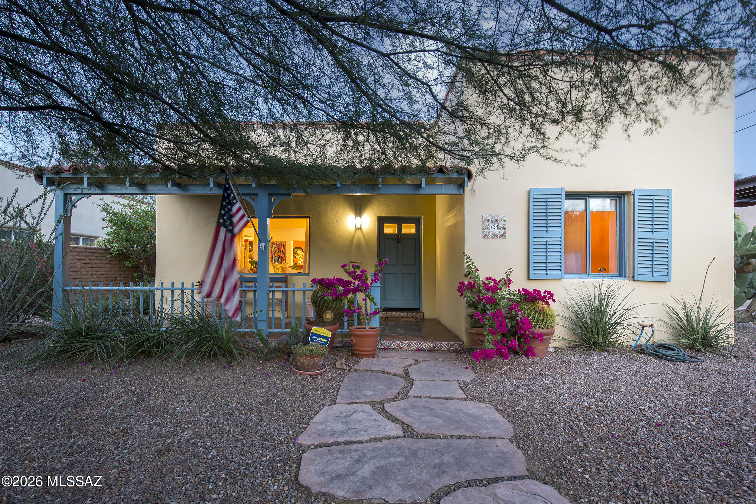 Charming, historic, Sam Hughes area, Southwest-style, 3 Br/3 Bath on a very long lot w/adjacent alleyway & quiet side street. Lovely covered front patio with shade trees. Expansive backyard all walled in & private 2 car carport with a shed.  Enter the welcoming living room open to the dining room w/ chandelier.  Remodeled kitchen w/quartz counters, Energy Star appliances & dining area.  The large AZ room off the kitchen opens to the large, inviting backyard. 1 1/2 blocks to Himmel Park & 1/2 block to the 
UofA bike path.  2 blocks to the Sam Hughes Elementary school.  Home qualifies for the historic, real estate tax reduction as a primary home.