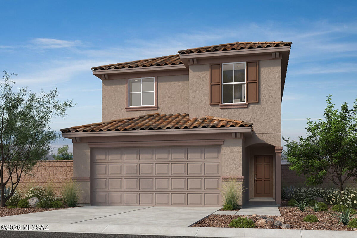Brand new community Rancho Del Lago master plan. This two-story home showcases an open floor plan with a 9-ft. ceiling height at the first floor and ceramic tile flooring throughout. Perfect for meal prep and entertaining, the open kitchen includes 42'' birch upper cabinets, granite wraparound countertops, walk-in pantry, and Whirlpool® appliances, including a gas range, dishwasher, and refrigerator. Upstairs, the loft adds versatile space for work or relaxation. The primary suite features an adjoining bath with a dual-sink vanity and walk-in shower. All bedrooms include a walk-in closet. Outdoors, the covered back patio provides an indoor/outdoor living space. Price includes discount predicated on using seller's preferred lender KBHS. Property taxes are not available to date.