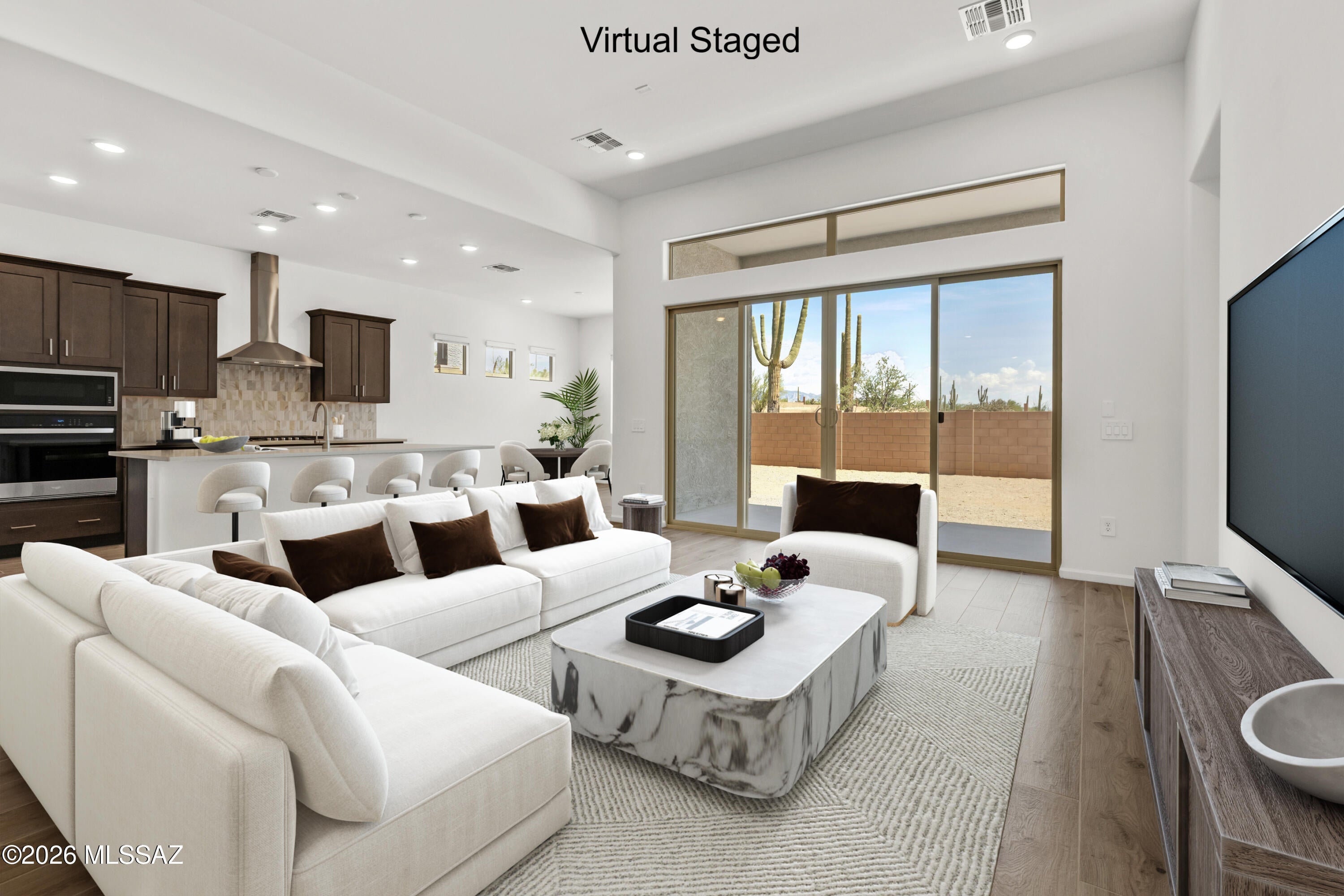 Dove plan with Ranch elevation includes 3 bedrooms, 2 full baths plus enclosed Study. The thoughtfully designed layout includes a convenient Stop-n-Drop area just in from the 3-car tandem garage. The Owner's suite is a retreat with a generously sized walk-in closet with access to the laundry room, a beautifully tiled walk-in shower, and a vanity with twin sinks. The Gourmet Kitchen is equipped with a gas range, micro/oven combo, refrigerator, center island and a walk-in pantry for all your culinary needs. Laundry room is complete with Washer/Dryer. Includes 2'' faux wood blinds.