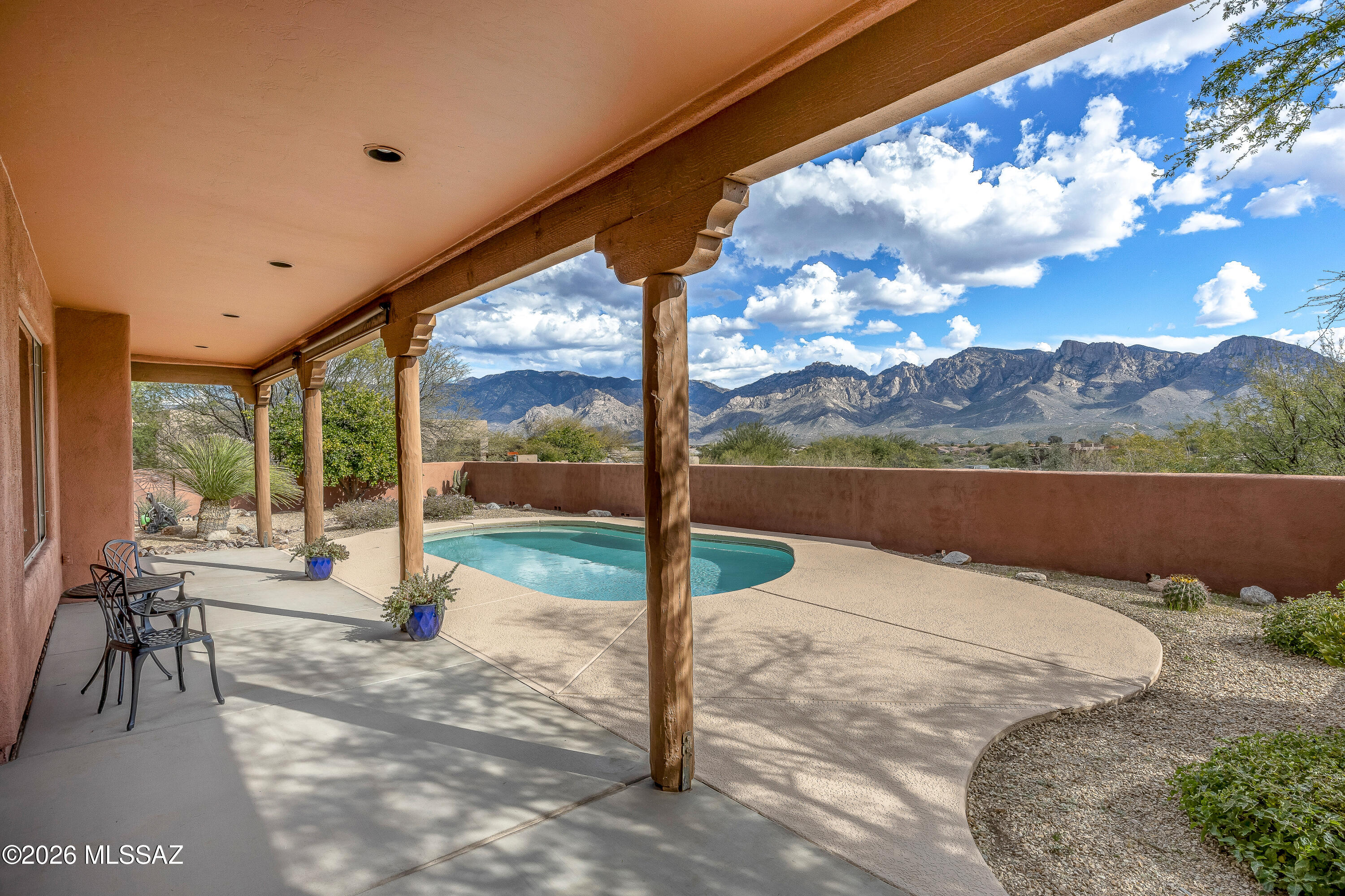 Perched at the end of a peaceful cul-de-sac, this custom home is all about jaw-dropping Catalina mountain views that steal the show from sunrise coffee to sunset swims. 

The home offers plenty of space for entertaining with 3 beds/3 baths plus a den and office, formal living and dining, and soaring ceilings. An oversized 3 car garage has room for your trucks and gear. Details like coffered ceilings, plantation shutters, alder doors, and large walk-in closets make the home shine. 

Outside, the heated pool will be your year-round happy place—float under big desert skies, host effortless weekends, or unwind in total privacy with the mountains as your backdrop. Low HOA is only $140/year. Minutes from biking and walking trails and the best shopping and dining Oro Valley has to offer.
