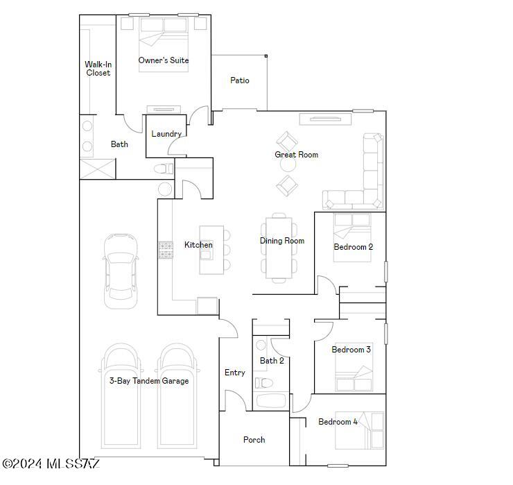 This low-maintenance, single-story home features a generous open floorplan shared between the Great Room, kitchen and dining room, maximizing the footprint of the interior. The luxurious owner's suite is privately situated toward the back of the home, while three secondary bedrooms can be found off a hallway near the foyer. This home includes GE® stainless steal appliances, Rinnai Tankless Water Heater, prep for reverse osmosis, Granite Countertops, 2'' faux wood blinds, LED lighting and so much more! -