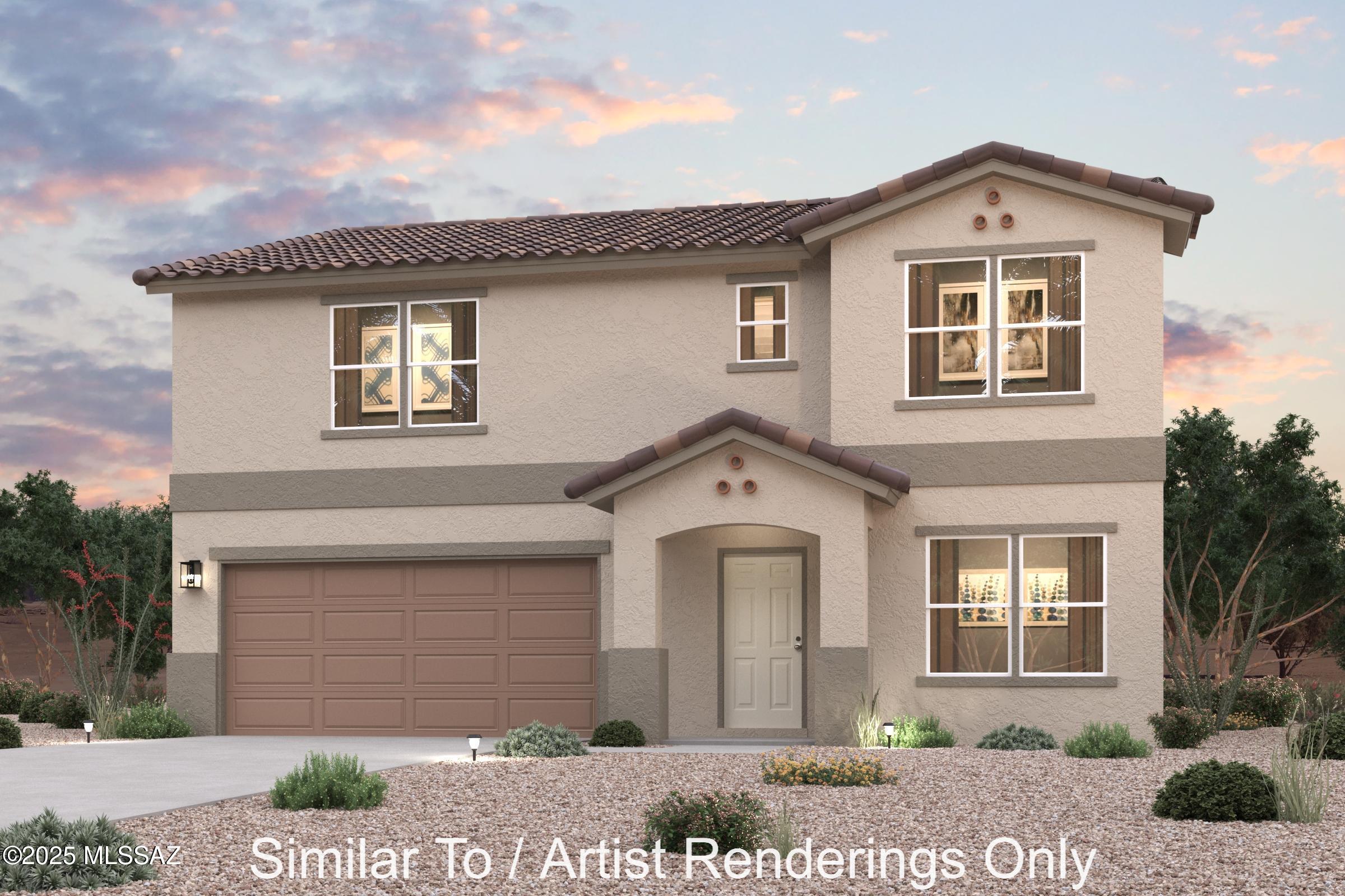Discover Your Dream Home in the Entrada Del Toro! The Ocotillo Floor Plan is designed to offer both style and practicality. This two-story home features an open-concept layout on the main level, seamlessly connecting the kitchen, breakfast nook, and great room. The kitchen features quartz countertops and LG appliances, which provide a modern and functional space for cooking and gathering. You'll also find a formal dining room perfect for hosting meals, as well as a versatile flex space that can be customized to suit your needs. Upstairs, you'll find five bedrooms, ensuring ample space for everyone. The primary suite is a retreat, featuring an en-suite bathroom with a double vanity. The upper level also includes a game room, offering additional space for recreation or relaxation.