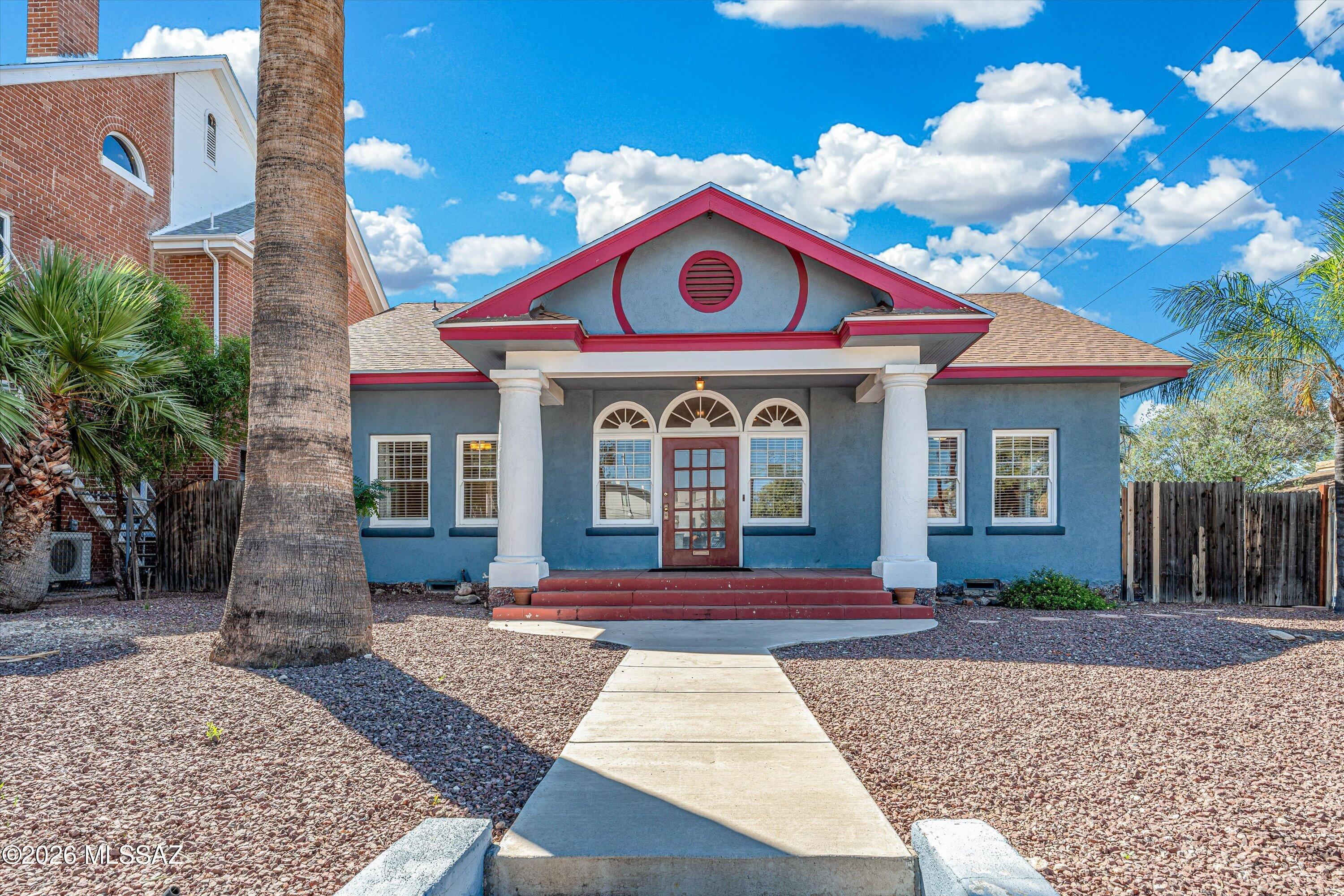 Captivating 1920s West University bungalow perfectly blending historic charm with modern peace of mind. This 3-bedroom, 2-bathroom gem showcases classic architectural details, nostalgic wood flooring, a spacious dining area, and a welcoming living room anchored by a timeless fireplace. Enjoy morning coffee on the iconic covered front porch, beautifully accented by stately pillars.
All major systems are primed for efficiency: the composition shingle roof features heavy underlayment and is only 4 years old, while the central A/C is just 7 years old. Situated in a premium historic corridor, this property offers unbeatable walkability to the University of Arizona, the Sun Link Streetcar, Fourth Avenue, and vibrant Downtown Tucson. An exceptional find for an owner-occupant or a high-performing investment portfolio.