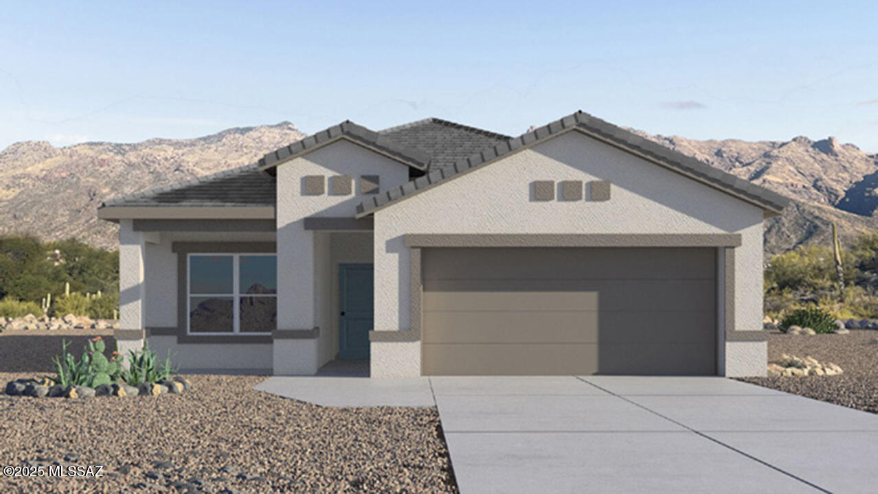 One of the last remaining homes in  Casas del Cerrito, the most affordable new homes in the East Tucson area.  This fully loaded, turnkey home is READY NOW, and has everything. ALL Appliances, Blinds, AND back yard gravel! You can't go wrong in this prime location, situated right across the street from the community park, with unobstructed views of the Catalina Mountains! 

Come check out the Baxter, a beautifully designed 1,423 sq. ft. single-story new home that perfectly blends modern convenience with the serene beauty of the surrounding desert landscape. 

As you enter through the welcoming front porch, you're greeted by a thoughtfully planned entryway that leads into the heart of the home - a spacious and open-concept great room.