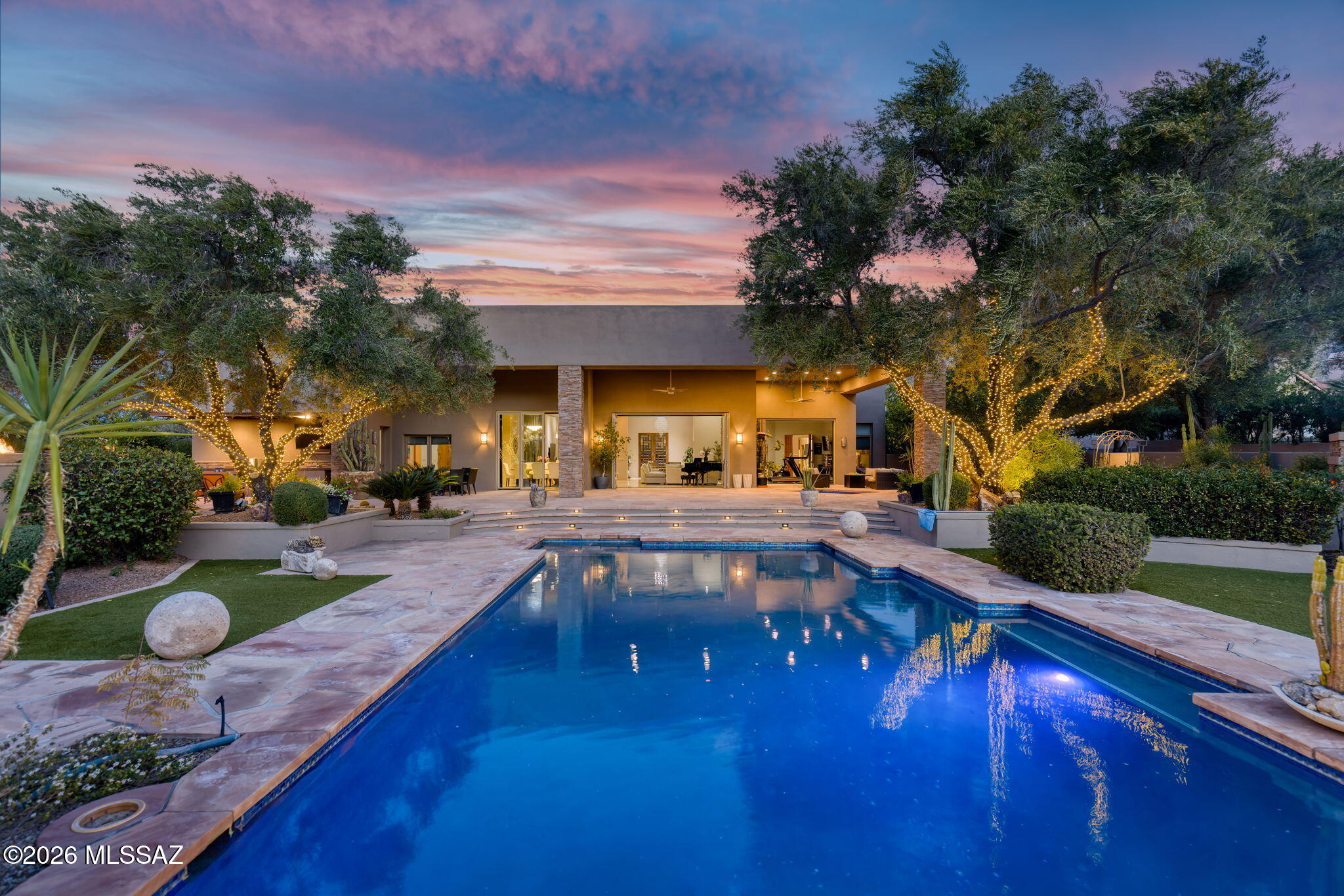 Understated Elegance in This One Level 4BR & 5BA, Quality Constructed, Contemporary Home on One of Ventana Canyon's Most Private & Secluded Lots. Fine Features Include: Foyer Entry w/Soaring Ceilings Leading To Great Room w/Modern Stacked Stone Fireplace, Folding Glass Wall System Creating Unobstructed Indoor & Outdoor Living - Light Filled Gourmet Kitchen Anchors The Great Room Outfitted w/Premium Appliances & Adjacent Formal Dining Area - Separate Media Room - Versatile Guest Wing w/3 En-Suites & Family Room - Dedicated Executive Office- Primary Suite w/Fireplace, Adjacent Exercise/Sitting Room w/Folding Glass Wall to Backyard, Dual Walk in Closets,& Spacious Spa Like Bath - Expansive Resort Style Outdoor Living Area w/Exquisite Landscape,Pool & Spa, Fireplace, Kitchen, & Mountain Views.
