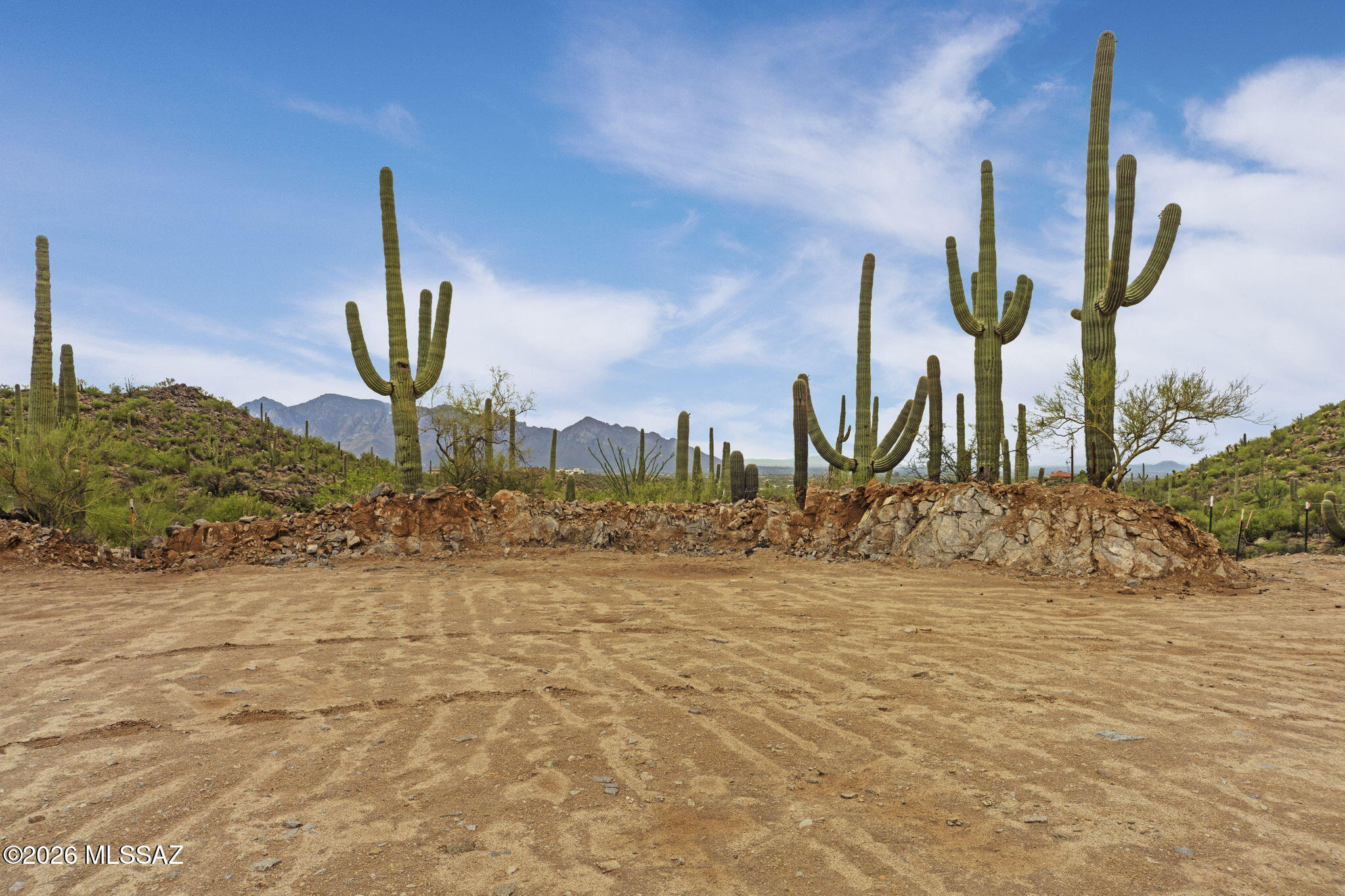 Breathtaking 4.34-Acre Homesite with Immense Views, County-Approved Plans, Shared Well Site & No HOA! Seller is a local builder who offers the opportunity to build the home depicted in the conceptual plans through a separate construction contract. Listing price is for the vacant land only. Discover a perfect blend of serenity, scenery & convenience with this rare parcel offering sweeping panoramic views of the mountains and desert landscape. Nestled just outside prestigious Saguaro Ranch-without the restrictions of an HOA- this open, build-ready lot provides the ideal setting for your dream home. The county-approved builder plans take into account the property's location within the beautiful Tortolita Mountain Buffer Zone, streamlining the building process. Buyers can personalize the design & finishes to match their vision while enjoying the convenience of a fast-tracked, modern build.