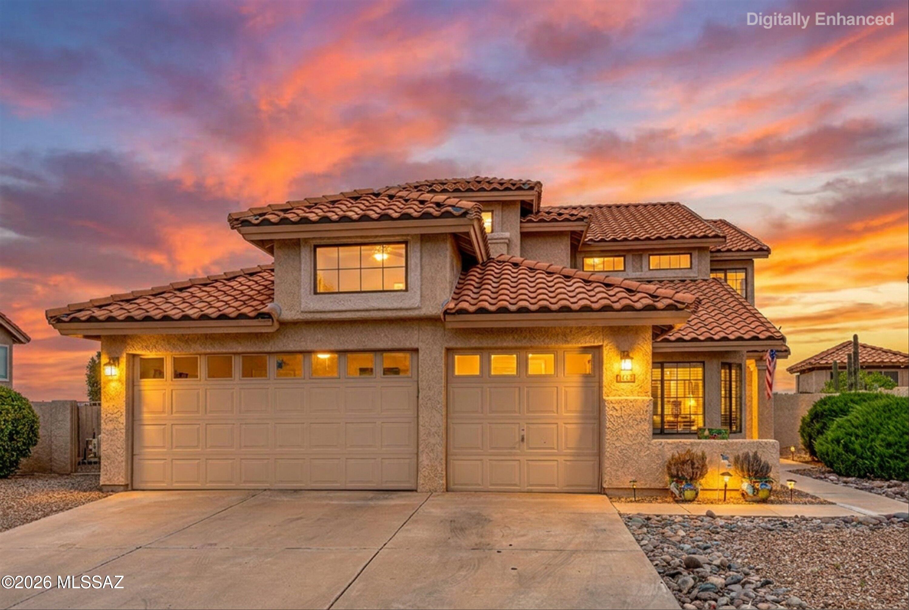 Beautifully maintained 4-bedroom, 3 full-bath home located in the highly desirable Copper Creek community. Backing to a wash with no rear neighbors, this property offers breathtaking views, and a true outdoor retreat. Enjoy the sparkling pool, view fencing, and gorgeous mountain and sunset views from the private balconies and backyard living spaces.
The thoughtfully updated kitchen features countertops and appliances all replaced within the last two years, blending modern style with everyday functionality. The flexible floorplan includes a convenient downstairs bedroom and full bath, ideal for guests, multigenerational living, or a home office setup. Pride of ownership is evident throughout with meticulous upkeep and numerous recent improvements, including a roof approximately 4 Years old and all rear-facing windows replaced in May 2026.
Additional highlights include a spacious three-car garage, generous living areas, and an ideal layout for both everyday living and entertaining. A rare opportunity to own a move-in ready home with privacy, views, and upgrades in one of Northwest Tucson's most sought-after neighborhoods.