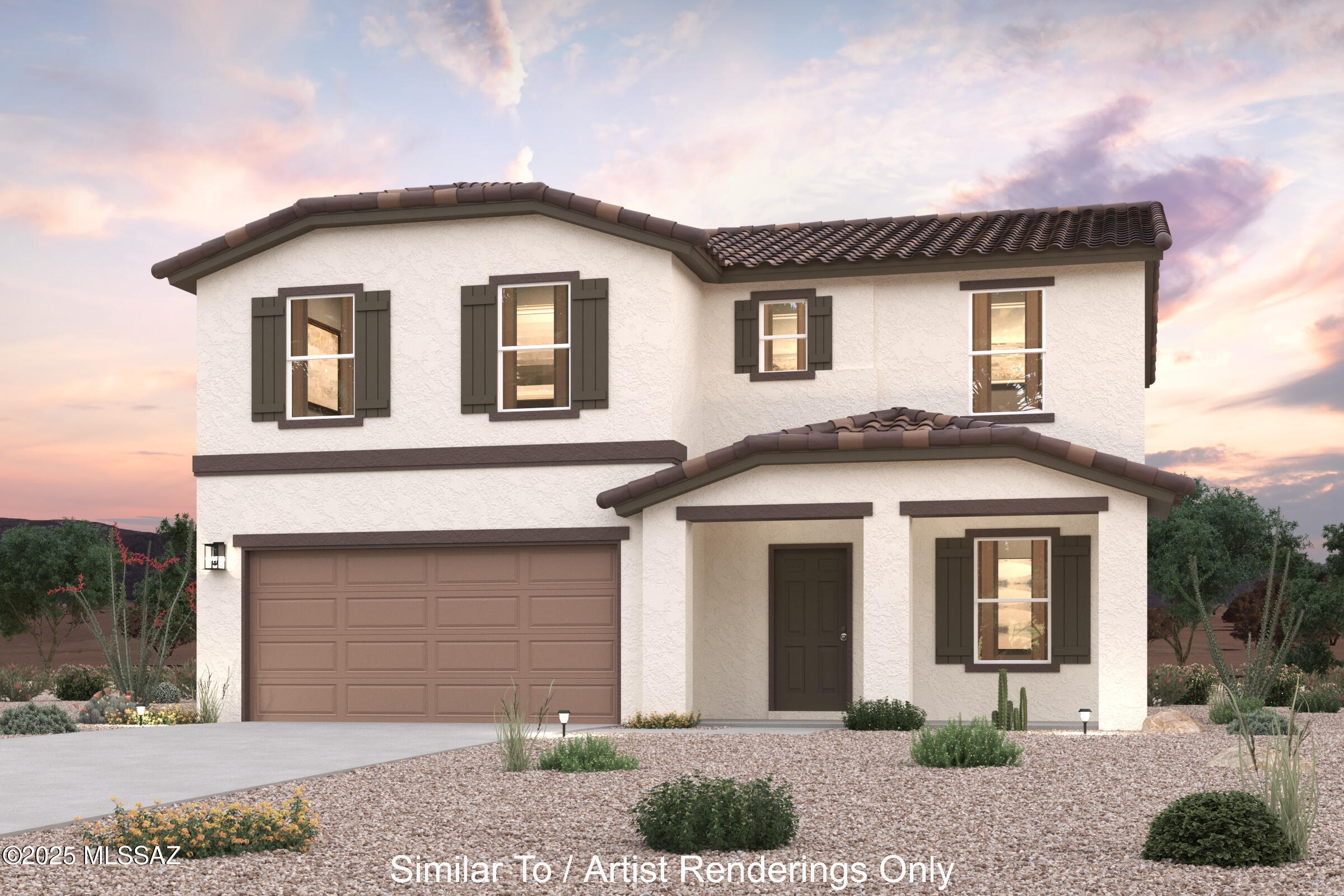 Discover your dream home in Entrada Del Toro! Introducing the Jasmine Plan--a two-story design blending modern convenience and style. The main level features an open-concept layout connecting the great room, dining area, and kitchen with quartz counters and LG appliances. Adjacent dining opens to a patio for indoor-outdoor living. A flex room and half bath add versatility, while a 2-bay garage provides storage and parking. Upstairs, the owner's suite offers a walk-in closet and ensuite bath with double vanity, plus three additional bedrooms and another full bath.