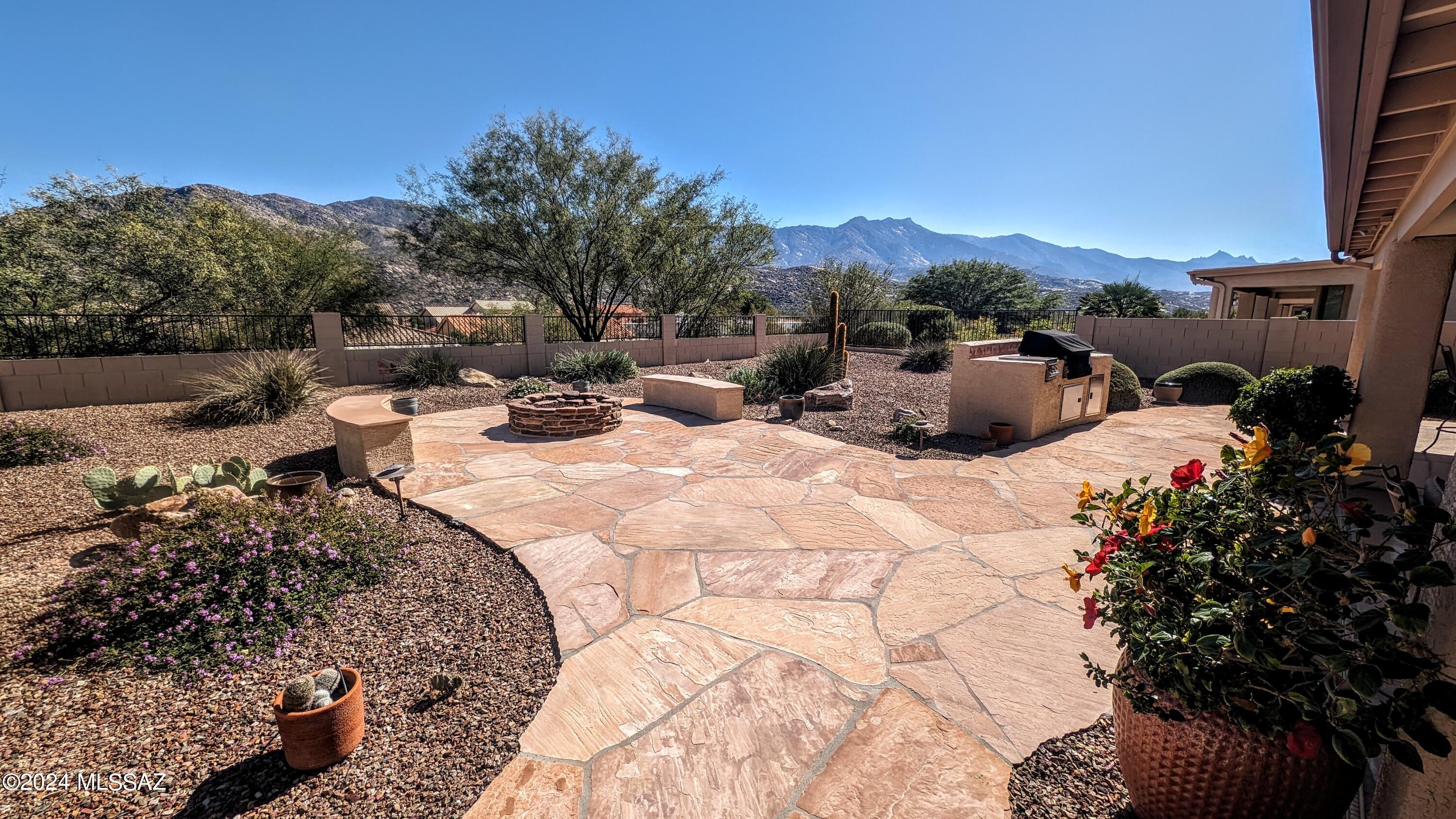 NOTE: NOT AVAILABLE FOR WINTER SEASON. 
NOTE: NOT AVAILABLE FOR WINTER SEASON. FURNISHED LAREDO WITH CASITA! Beautiful 2 bedroom/2 bath Main house with Den/Office with custom builtins, AND A SEPARATE 1 BED/1BATH CASITA! Overlooking the back edge of SaddleBrooke with East Patio and Spectacular Mountain VIews. Built in BBQ and Firepit, Extended Hardscape, Large Covered Patio provides an excellent Outdoor Living Area! We do FLEXIBLE LEASE- if you are shopping, building, remodeling- give us a call today- we'll coordinate with your timing! INCLUDES A GOLF CART, TOO!