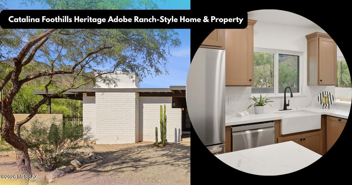 Beautifully reimagined Catalina Foothills home on a spacious 0.83-acre lot with breathtaking Catalina Mountain views. This move-in-ready residence offers 4 bedrooms, 3 full baths, and over 2,300 sq. ft. of beautifully updated living space. Natural light fills the open-concept living, dining, and kitchen areas. The remodeled kitchen features custom cabinetry, quartz countertops, a large island, stainless steel appliances, and a built-in coffee station. Ideal for multigenerational living or guests, the private suite offers a separate entrance, full kitchen, private bathroom, laundry area, and covered patio. All appliances convey!