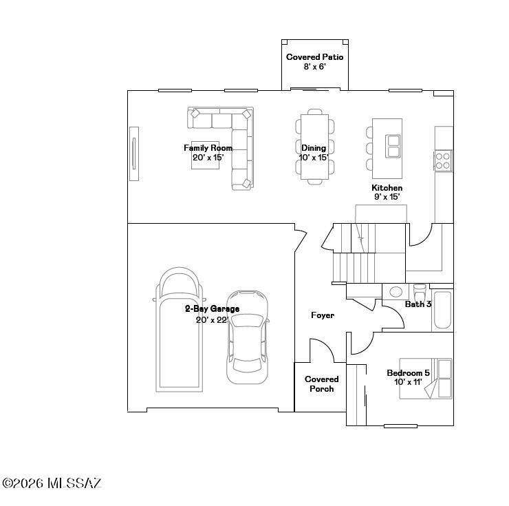 The first floor of this new two-story home is host to an inviting open-concept layout for simple multitasking and everyday transitions, with a convenient bedroom near the front off the foyer, ideal as a guest suite or home office. On the second level, a versatile loft provides a shared living area easily accessible from four bedrooms, including the luxe owner's suite with a full bathroom and generous walk-in closet. Also included is Taexx built in pest control system, post-tension foundation,  media panel, and energy efficient upgrades!