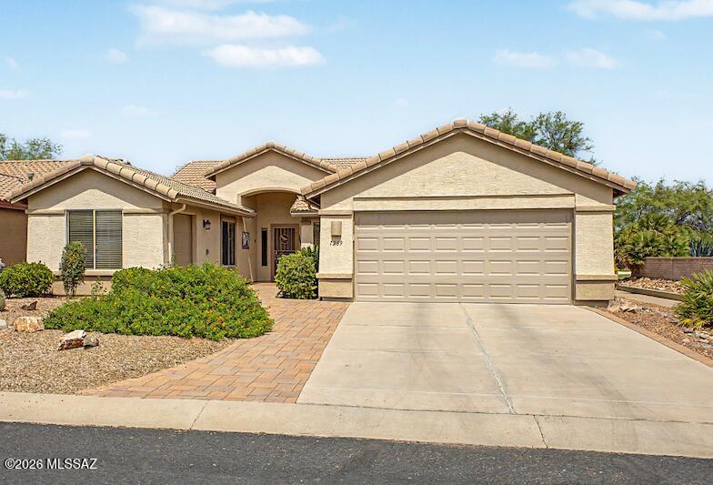 Enjoy golf course living in the highly desirable Quail Creek active adult community of Green Valley. This well-maintained 2-bed, 2-bath home offers 1,569 square feet of comfortable living space with an open-concept floor plan and split-bedroom design for added privacy. A 2-car garage plus a separate golf cart garage provides convenient parking and storage. Perfectly positioned along the left side of the fairway on the first hole of the Quail Course, the home captures peaceful golf course views from the living room & screened-in Arizona Room--an ideal setting for morning coffee, relaxing afternoons, or entertaining guests. Quail Creek is known for its vibrant lifestyle, impressive amenities, social activities, recreation, and championship golf. A perfect combination for resort-style living.