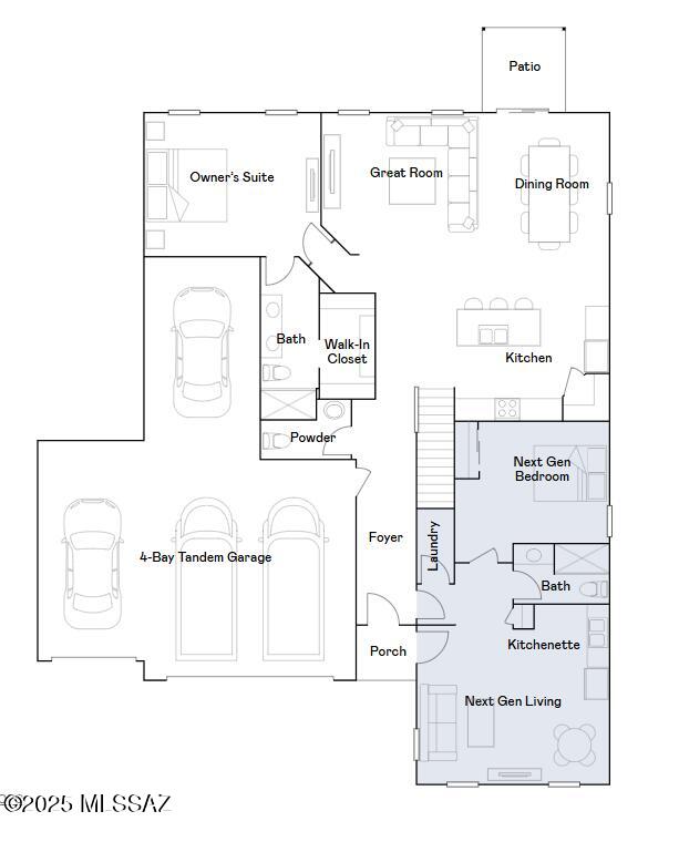 Multigenerational living is simple with the Next Gen® suite in this two-story home, featuring a private entrance, living room, kitchen, bedroom and bathroom. The first level of the main home is host to an open concept living and dining space, plus the luxurious owner's suite. A loft and three bedrooms occupy the second level. Also included - GE® stainless steal appliances, Rinnai Tankless Water Heater, Granite Countertops, Taexx® built-in pest control system, 2'' faux wood blinds, LED lighting and so much more!