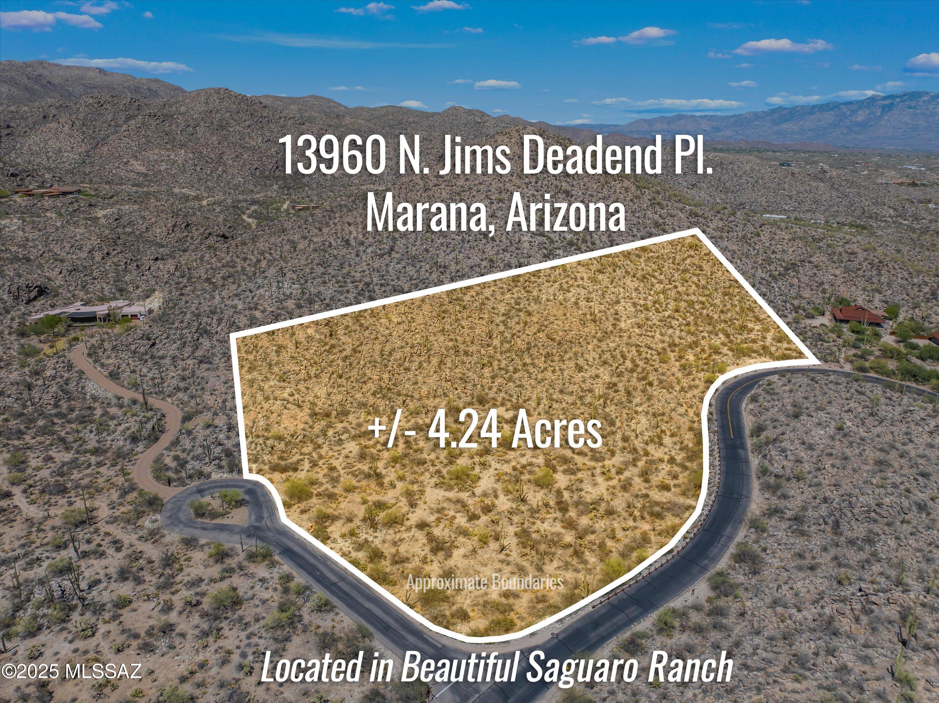 Incredible 4.23-acre custom homesite in the exclusive gated community of Saguaro Ranch. Surrounded by lush desert, beautiful saguaros, and breathtaking mountain and valley views. Enjoy paved road access and peace of mind-this lot is not in a floodplain. Enter through the iconic scenic tunnel carved through the mountain into a secure, guard-gated setting. Borders the Tortolita Preserve and is just minutes from Dove Mountain. Optional private clubhouse membership includes a pool, pickleball courts, and event space. Design your dream home to take advantage of unforgettable sunsets, star-filled nights, and the tranquility of the Sonoran Desert. A rare opportunity for refined desert living.