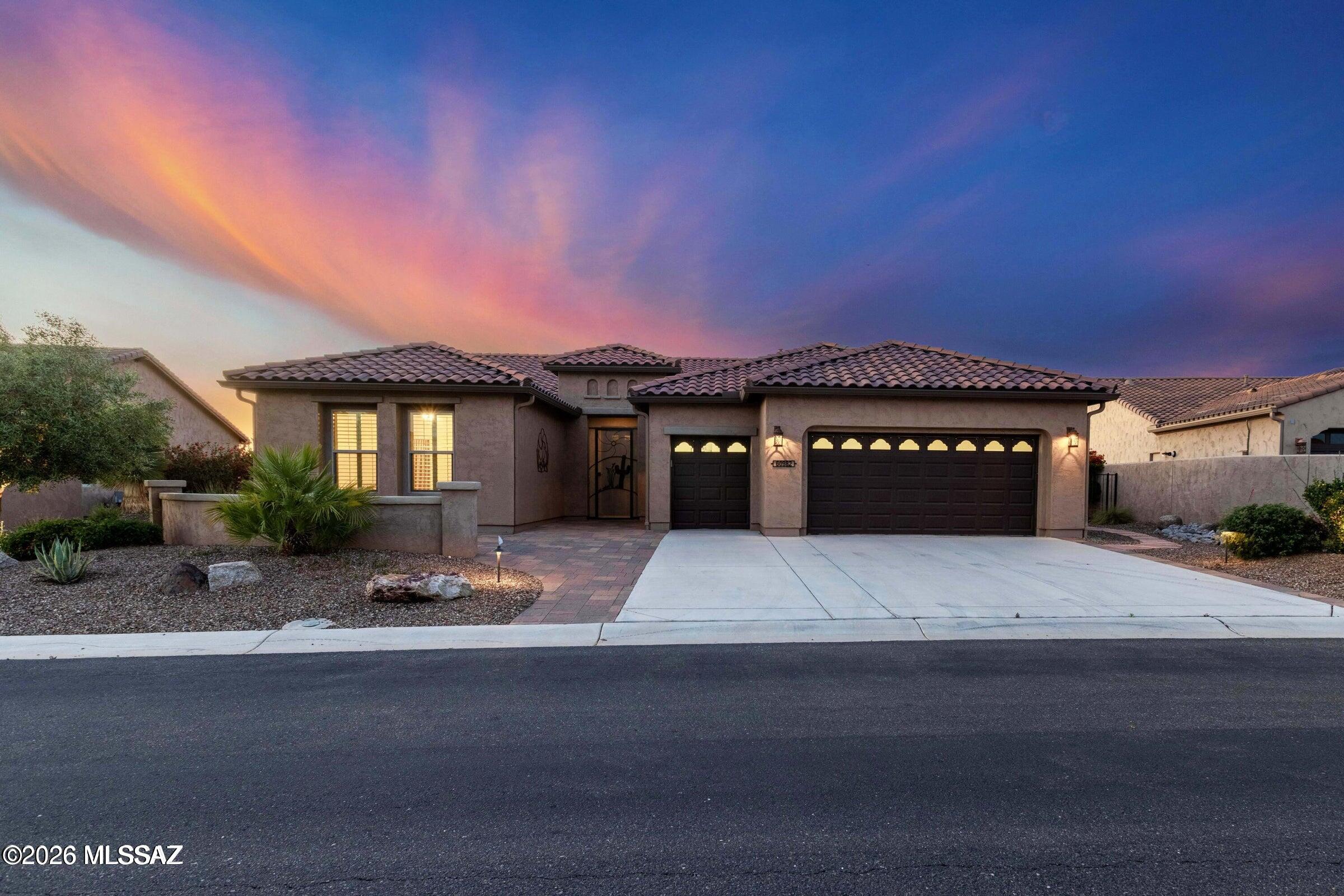 This UNFURNISHED Cortez model in SaddleBrooke Ranch is vacant and available for move-in! 2-bed, 2.5 bath with additional den/office. This clean home has new plank vinyl flooring and interior paint. The large backyard is fully fenced, and the spacious 2.5 bay garage has lots of room for storage. Updated kitchen with stainless appliances, gas cooktop, and tile backsplash. Primary suite with shower and separate soaking tub. Owner will maintain landscaping and pay for HOA fees and property taxes, while the tenant will pay for all other utilities. Please contact property manager for more details and to schedule a showing.