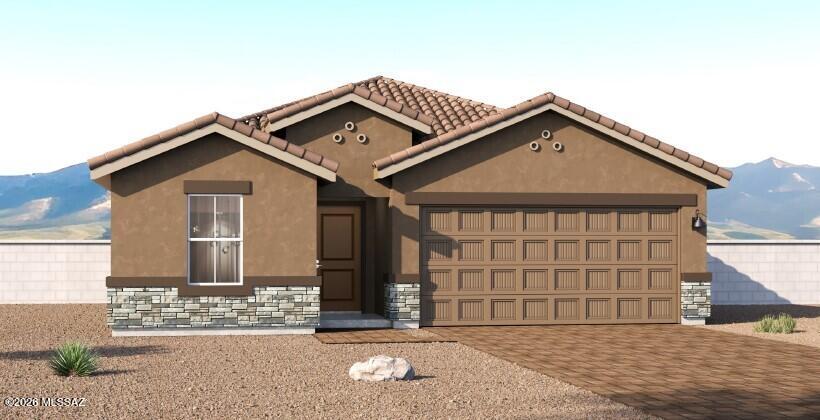 Welcome to the Gaven floor plan in the desirable Entrada del Toro community in Sahuarita! This single-story home offers 4 bedrooms, 2 bathrooms, and 1,945 sqft. of open-concept living. The spacious great room flows into the kitchen and dining area, perfect for everyday living and entertaining. Entrada del Toro offers parks, playgrounds, walking paths, and breath-taking mountain views, with convenient access to shopping, dining and schools.