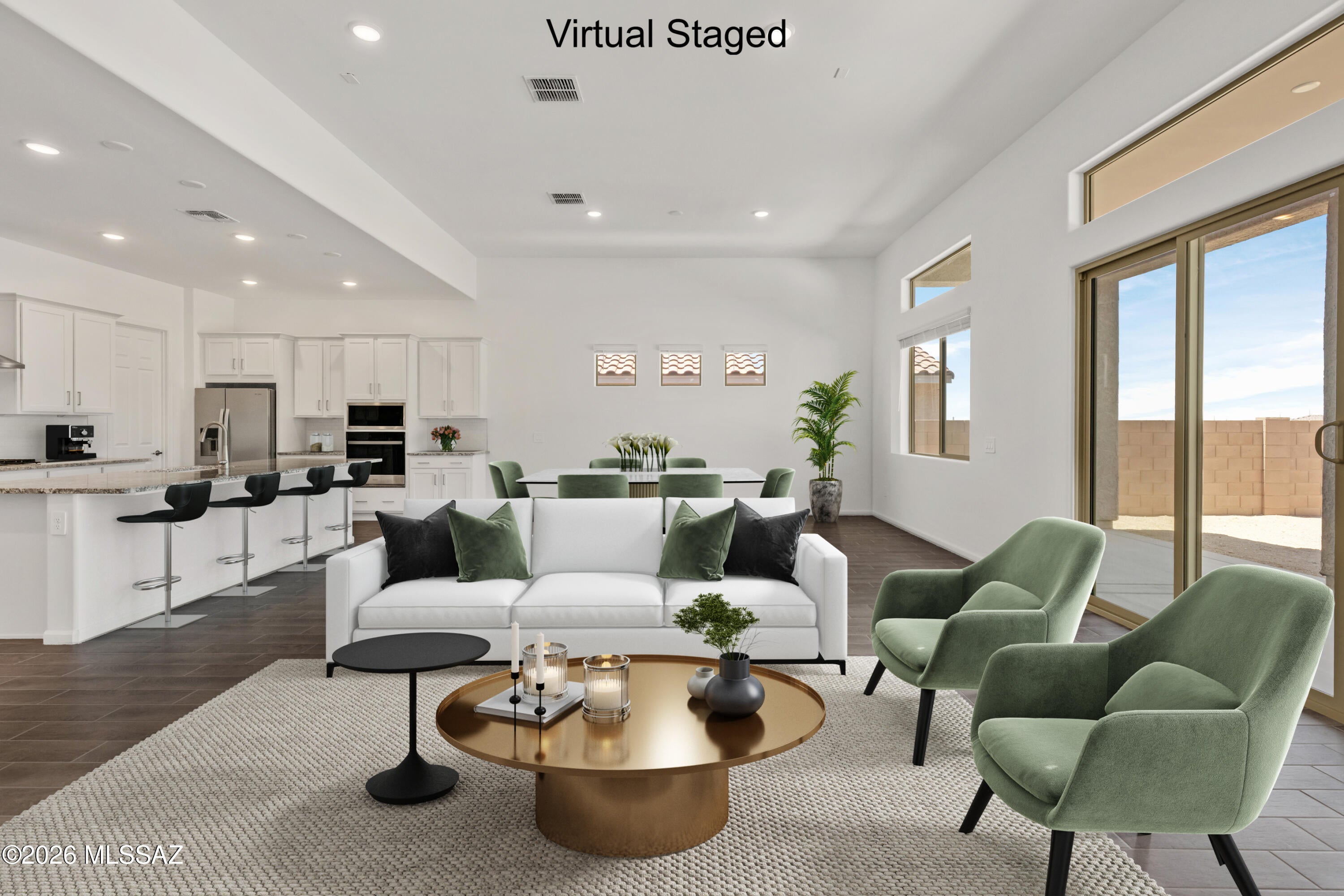 Flint plan with Ranch elevation features 3 bedrooms plus a versatile Flex room. The thoughtfully designed layout includes a convenient Stop-n-Drop area just in from the 2-car garage. The Owner's suite is a retreat with a generously sized walk-in closet, a beautifully tiled walk-in shower, and a vanity with twin sinks. The modern Kitchen is equipped with a gas cooktop, microwave, refrigerator, center island and a walk-in pantry for all your culinary needs. Laundry room is complete with Washer/Dryer. Includes 2'' faux wood blinds.