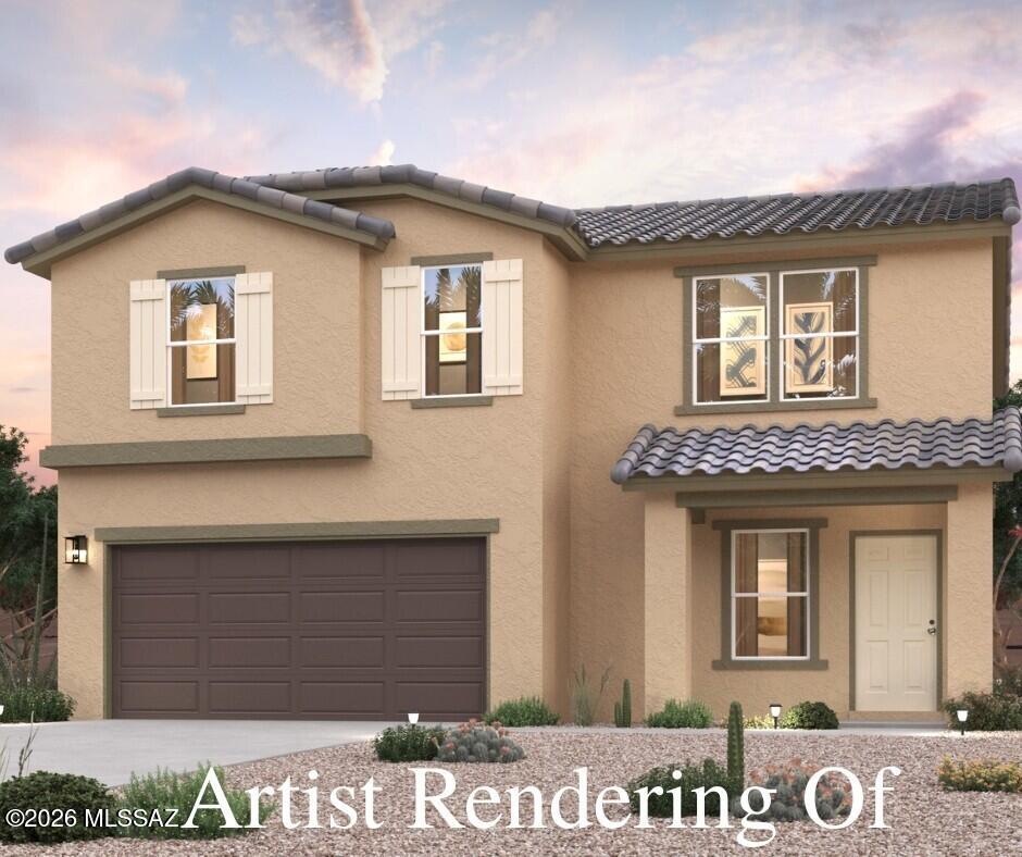Discover Your Dream Home in Entrada Del Toro! Introducing the Troon Plan! This two-story home offers a blend of functionality and style. The main level features a spacious great room, kitchen with granite counters, stainless steel appliances, along with an elegant dining area ideal for entertaining. A versatile flex space can be adapted to suit your needs, while the 2-bay garage provides ample storage. Upstairs, the primary suite is a serene retreat, complete with a walk-in closet and an ensuite bathroom featuring a double vanity. Three additional bedrooms offer generous space, with one including a walk-in closet. The upper level also includes a second bathroom, a welcoming foyer, and a large laundry room for added convenience. Step outside to the covered patio, perfect for relaxation.