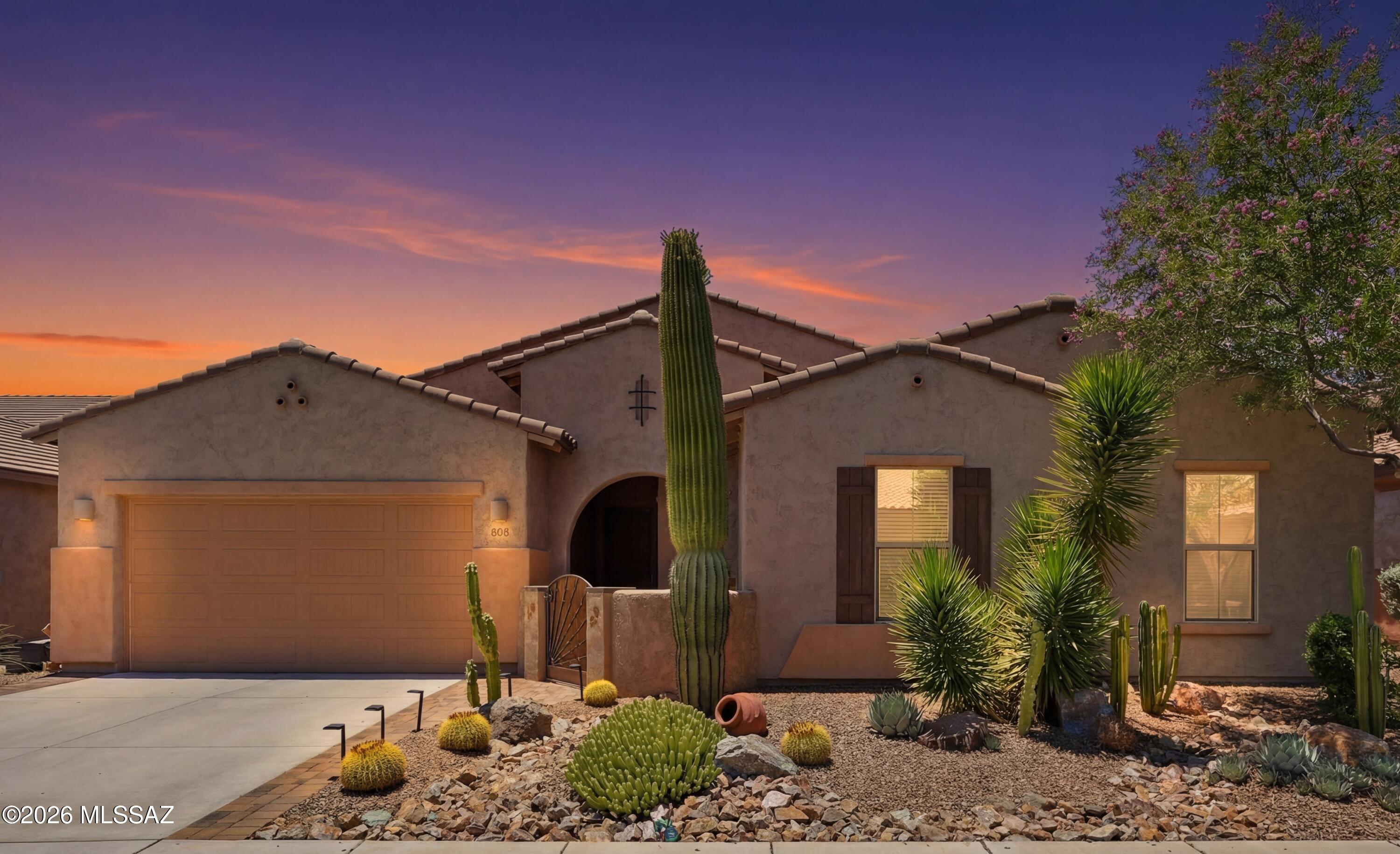 Welcome to 4370 W Summit Ranch Place, a beautifully designed home with 4 Bedrooms and 2 1/2 baths with 3,047 Sq Ft. and a three-car garage in the sought-after Sky Ranch community of Marana. Built by Meritage Homes, this residence offers modern comfort and energy efficiency with spray foam insulation for year-round savings. Inside, enjoy an open-concept layout where the great room flows into a stylish kitchen featuring sleek granite countertops, a large island, double convection oven, and walk-in pantry. The spacious primary suite provides a relaxing retreat, while additional bedrooms offer flexibility. Step outside to a resort-style backyard with a Pebble Tec pool and charming gazebo, perfect for entertaining. Conveniently located near parks, shopping, dining, and more.
