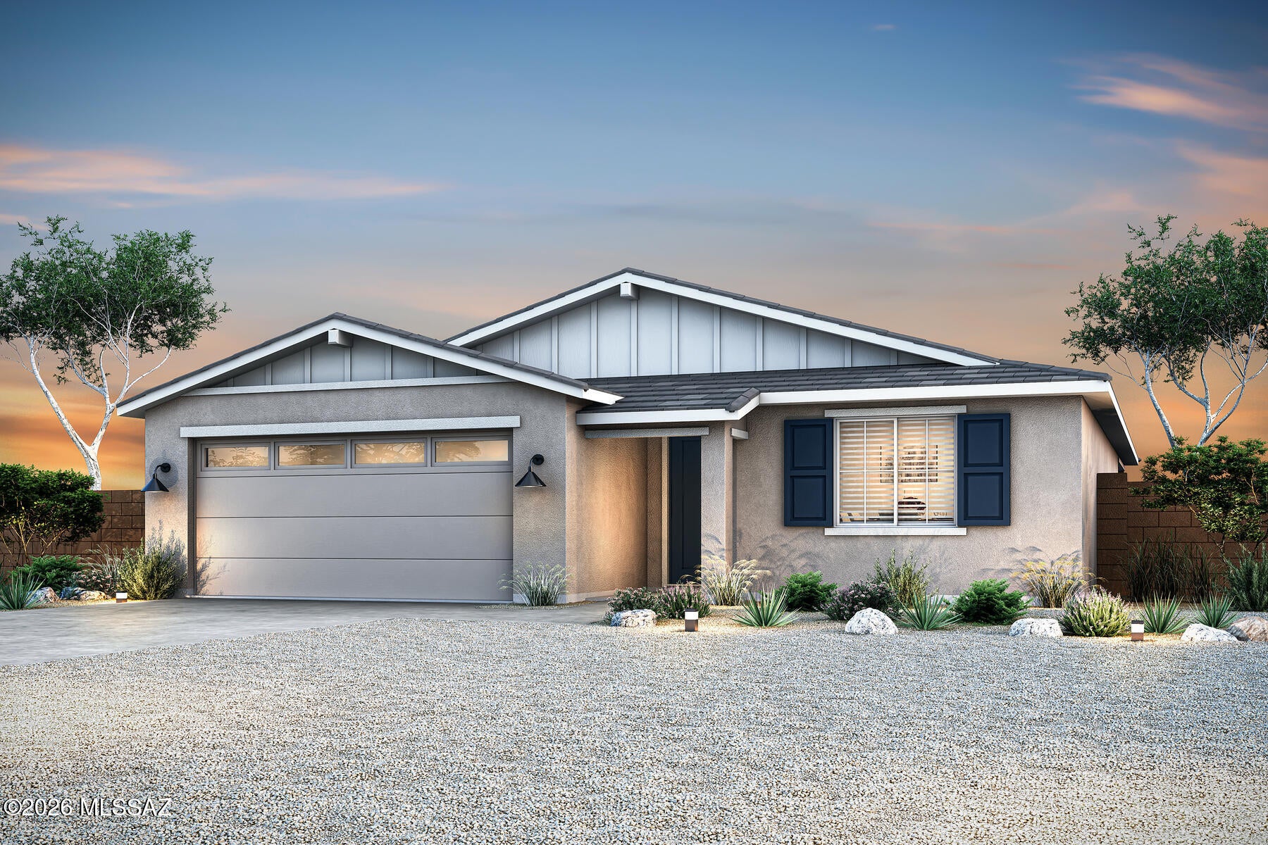 Our Juniper floorplan is a stunning 3-bed, 2-bath home that defines modern comfort. This floorplan features a spacious family room, dining room, butlers pantry, private master suite, & a 2-car garage. Included upgrades enhance your living experience, with energy-efficient SS appliances, quartz countertops, 36 '' white wood cabinets, & more. Three bedroomss ensure everyone has their own room to spread out, w/ flexibility to use an extra bedroom as a guest space or home office.  Separate laundry room completes this space.
Indulge in the luxury of a private master suite. The bedroom easily accommodates king-size furniture, & the walk-in closet and private bathroom provide the ultimate convenience.  This home's curb appeal is a visual delight with a low maintenance landscaped front yard