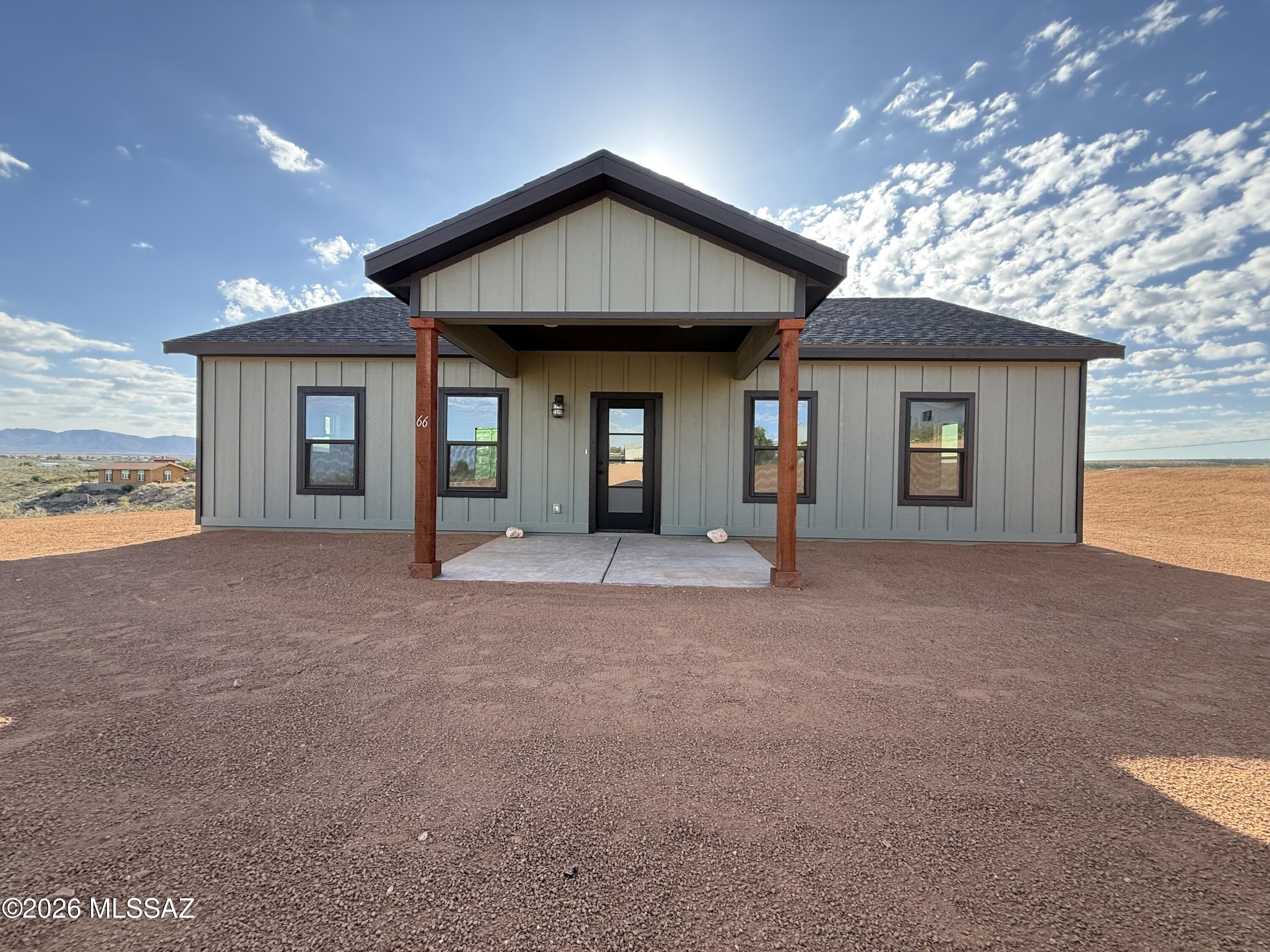 New Build in the Old West?? Yes! Here's your chance to be the new gunslinger in the 'Town Too Tough to Die'. Built on an amazing view lot in the highly sought after Tombstone Territory Estates, this home has everything you need for a vacation home, short term rental or a place to peacefully enjoy some quiet time. Stamped concrete covered patios make sunrises and sunsets worth the investment. This home has mini split heat and cooling in each room, large, open concept living room and kitchen area make entertaining the whole posse easy and fun. Island butcher block kitchen area boast of granite counter tops and beautiful stainless drop in sink. A pantry and laundry room off to the side for hanging your hats and spurs a breeze. Come check out this amazing property and maybe sit a spell!