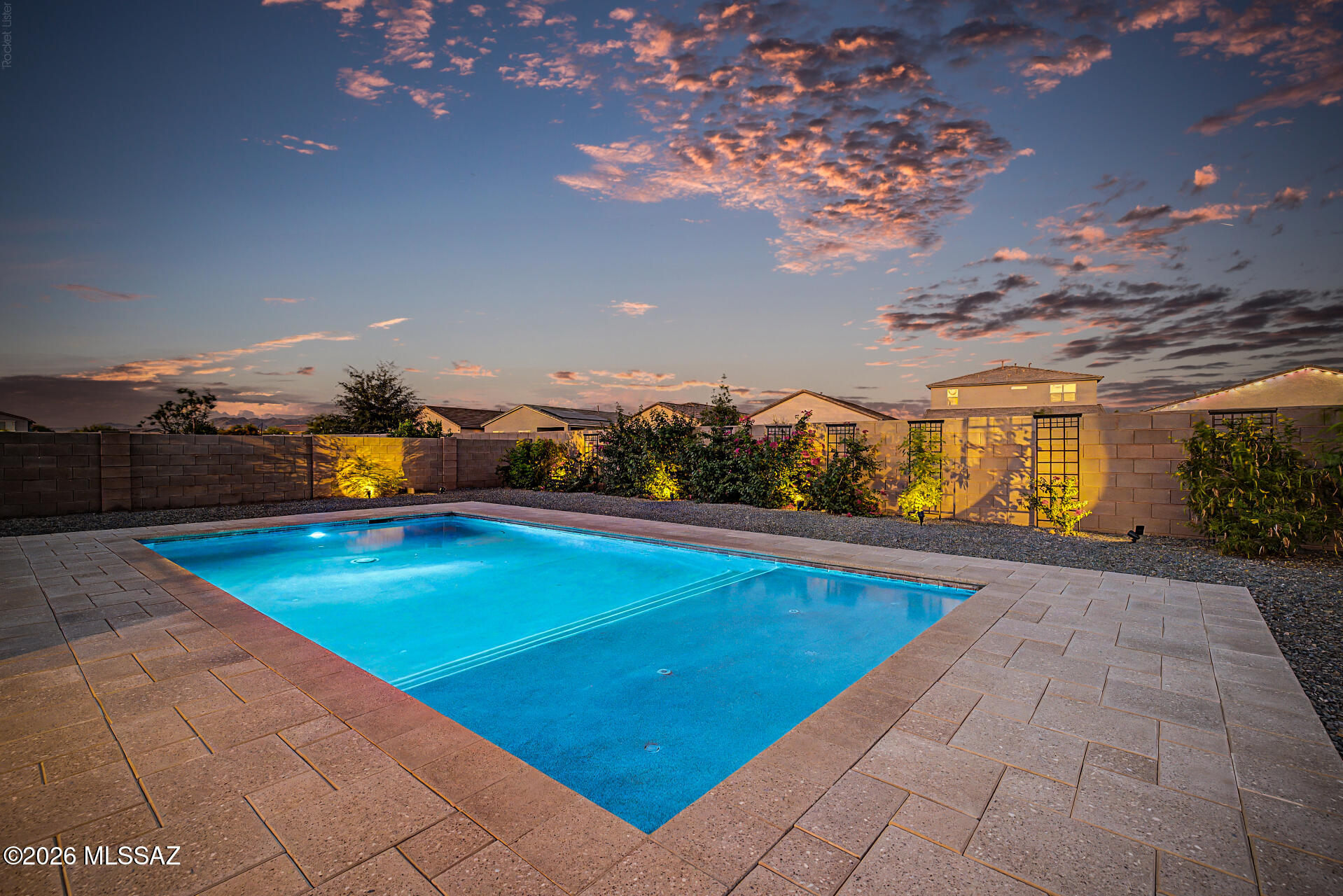Pride of ownership shines in this meticulously maintained 2022-built home featuring 4 bedrooms and 2 bathrooms plus Den. This turn-key property offers modern finishes, designer dining lighting, custom plantation shutters on windows, pull out kitchen cabinets, granite countertops, choice of gas or electric range, an open-concept layout, and a beautifully landscaped backyard with a custom play pool. Better than new and exceptionally cared for, this home is ready for its next owner to enjoy. HVAC serviced twice a year. Instant water heater serviced every year. Located in sought-after Gladden Farms, residents enjoy nearby parks, splash pads, walking trails, sports courts, dog parks, top-rated schools, and convenient access to shopping, dining, and I-10.