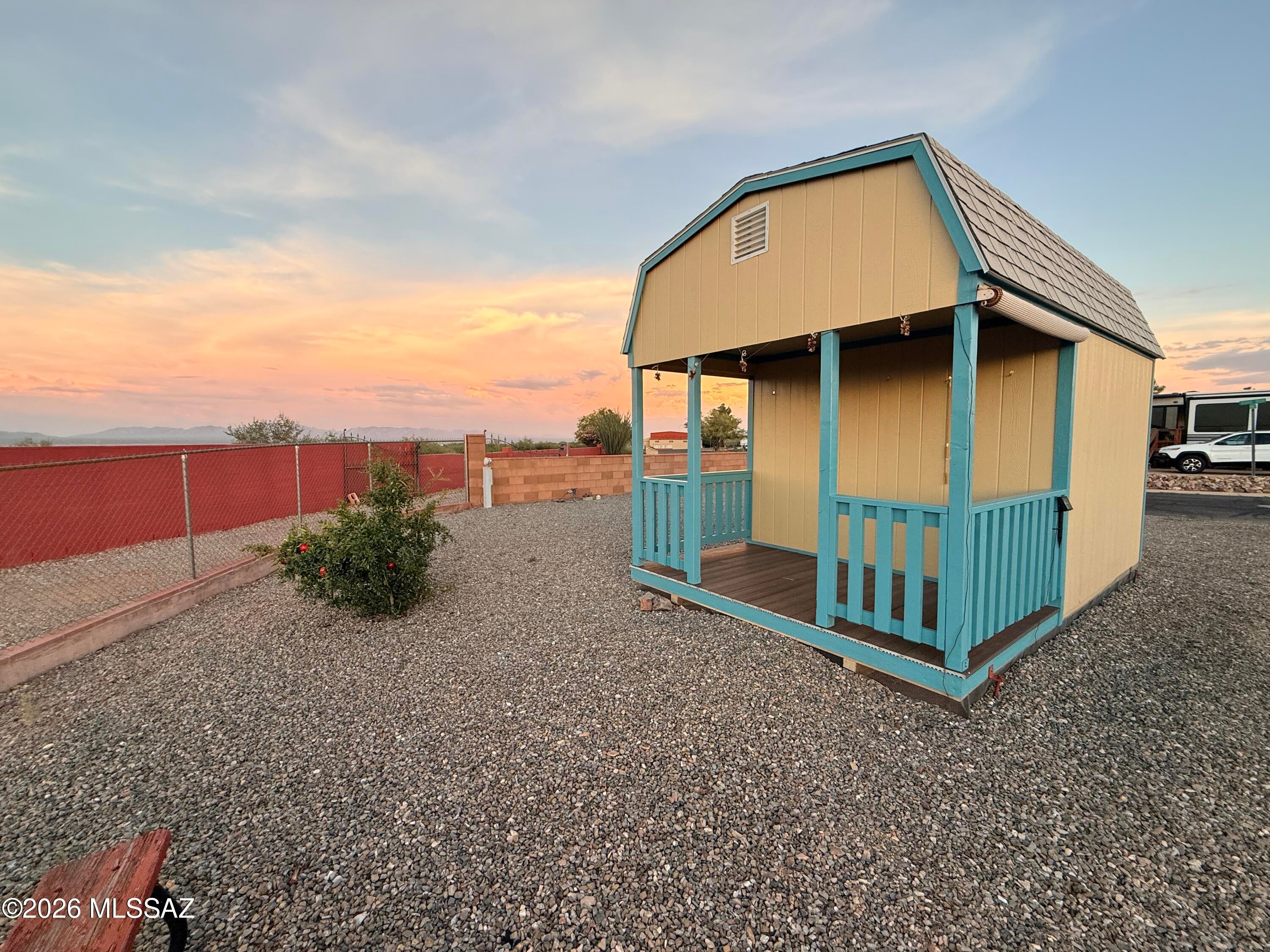 Enjoy the best of Cochise Terrace from this spacious RV lot featuring beautiful northeast mountain views. The property includes a 10' x 16' storage shed with a covered 6' porch positioned to take in the scenic landscape--perfect for relaxing with your morning coffee or evening sunsets. As part of the highly desirable Cochise Terrace RV Resort, you'll also have access to outstanding community amenities, including a pool, relaxing spa, fitness center, clubhouse, and a welcoming, active community atmosphere. Whether you're looking for a seasonal retreat or a winter getaway, you'll quickly discover why Cochise Terrace should be your new home.