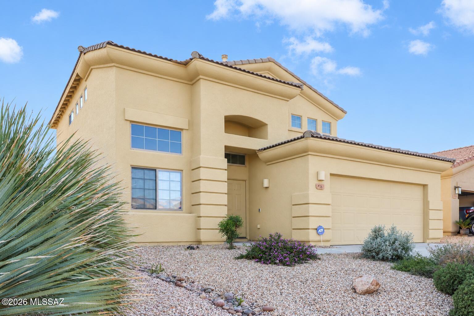 2.25% VA Assumable for VA Eligible Buyer plus  freshly painted exterior! Discover the perfect blend of interior comfort & outdoor tranquility. A spacious layout designed with welcoming functionality & ample spaces are perfect for daily living, entertaining, home office or endless possibilities. Well-appointed kitchen with granite countertops, Alder wood cabinetry, pull-out shelving & stainless steel appliances. Enjoy the convenience of 1 bedroom downstairs & privacy of an oversized primary suite, 2 additional bedrooms, all with desert & mountain views + loft upstairs! The outdoor space is a unique oasis featuring a pergola w/ peaceful water feature creating a serene ambiance. Enhanced solitude with mature desert, no rear neighbors & mountain views. Community park, shopping, dining & more.