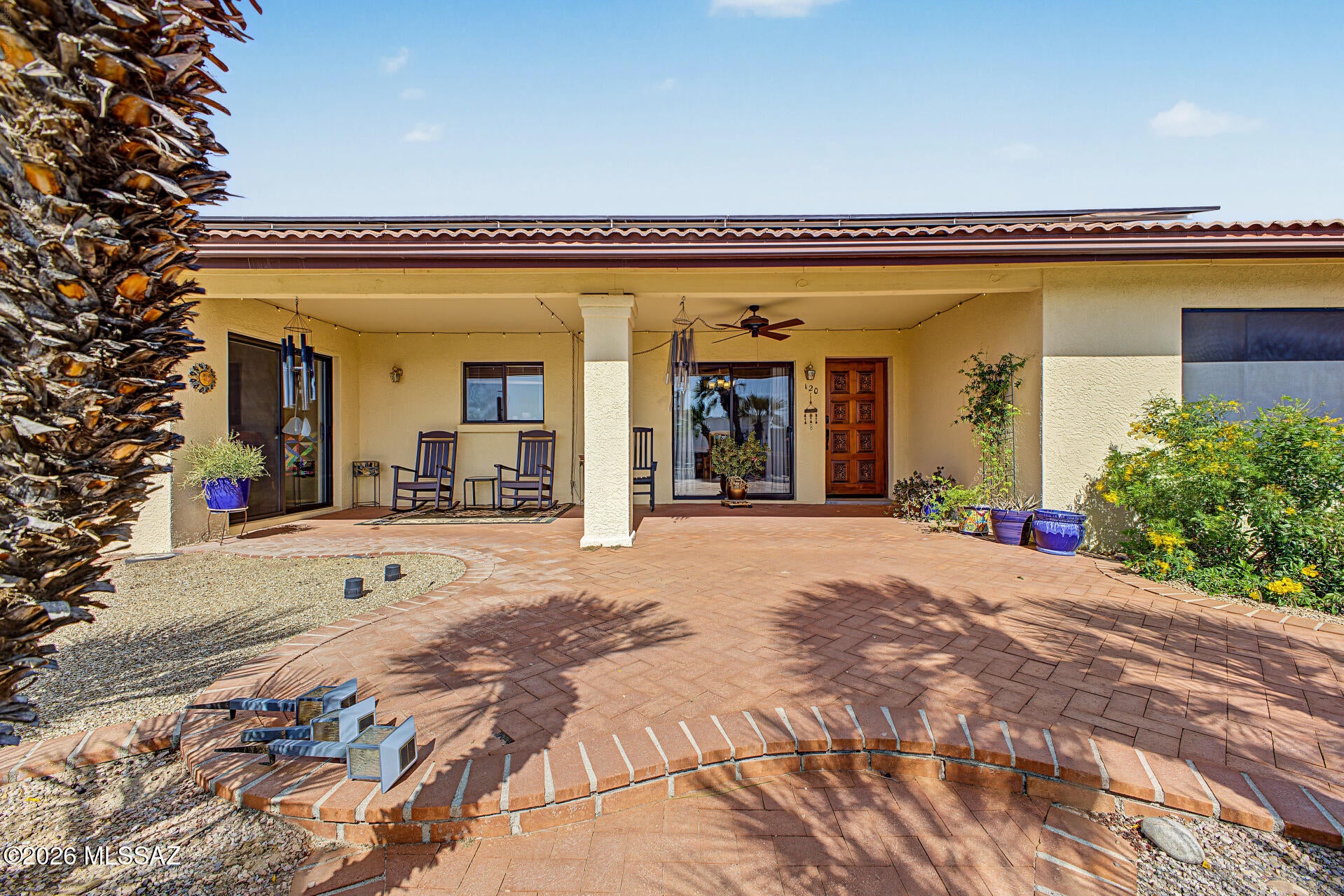 Gorgeous single-story home on a prime corner lot with beautiful mountain views! Fenced front yard with a cozy front porch and attractive landscaping. Discover the inviting living areas ready to bring you joy, with tile floors, abundant natural light, a soothing palette, plus separate living & family rooms for added privacy, with a fireplace in the family room to add warmth. The kitchen comes equipped with oak cabinetry, granite countertops with a matching backsplash, and built-in appliances for a seamless cooking experience. Get a good night's rest in the main retreat, offering direct outdoor access, a closet with mirrored doors, and a private bathroom with dual sinks. Enjoy outdoor living in the backyard, providing ample space for entertaining and relaxation. Make this gem yours now!