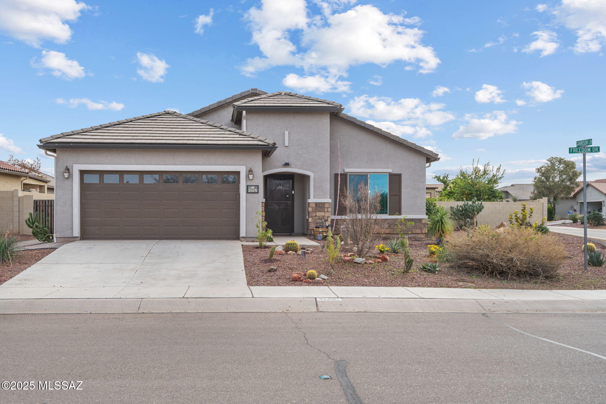 This beautifully maintained home with BONUS spacious double corner lot AND an office space in the peaceful community of Red Rock offers a bright and open layout ideal for both everyday living and entertaining. The spacious great room is filled with natural light and complemented by neutral finishes that suit any decor, while the kitchen provides ample cabinetry, generous counter space, and a functional layout perfect for cooking and gathering. The primary suite serves as a relaxing retreat with a well-appointed bath and plenty of closet space, and the additional bedrooms offer flexibility for guests, work, or hobbies as you might choose. Outside, the private and low maintenance backyard invites you to enjoy Arizona living with space for a morning coffee, outdoor dining, or simply unwinding under the desert sky. Located just minutes from parks, walking paths, and community amenities, with convenient access to I 10 for an easy commute to Tucson or Casa Grande, this move in ready home has been thoughtfully cared for and is ready to welcome its next owner.