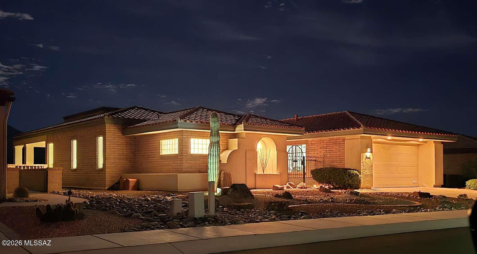 If you want AMAZING VIEWS and the easy care of a newly upgraded home, this is a must see. Move in Ready, all New floors, Quartz countertops, New appliances, Newer roof & HVAC, New low-E windows, Walk in shower, Separate office/guest area, Lg/ laundry/hobby rm, Water treatment system, 3 Lg Patios, Hunter blinds, Front courtyard w/security gate, Easy maintenance yard, Lg 2 car garage w/storage close to Coyote Grill and San Ignacio Golf Course. Almost 2200' Lg/primary bedroom, Den/office, Lg walk-in closet, in house laundry, 2 bdrms, 2 baths, formal dining, Kitchen bar, Tv area & more.