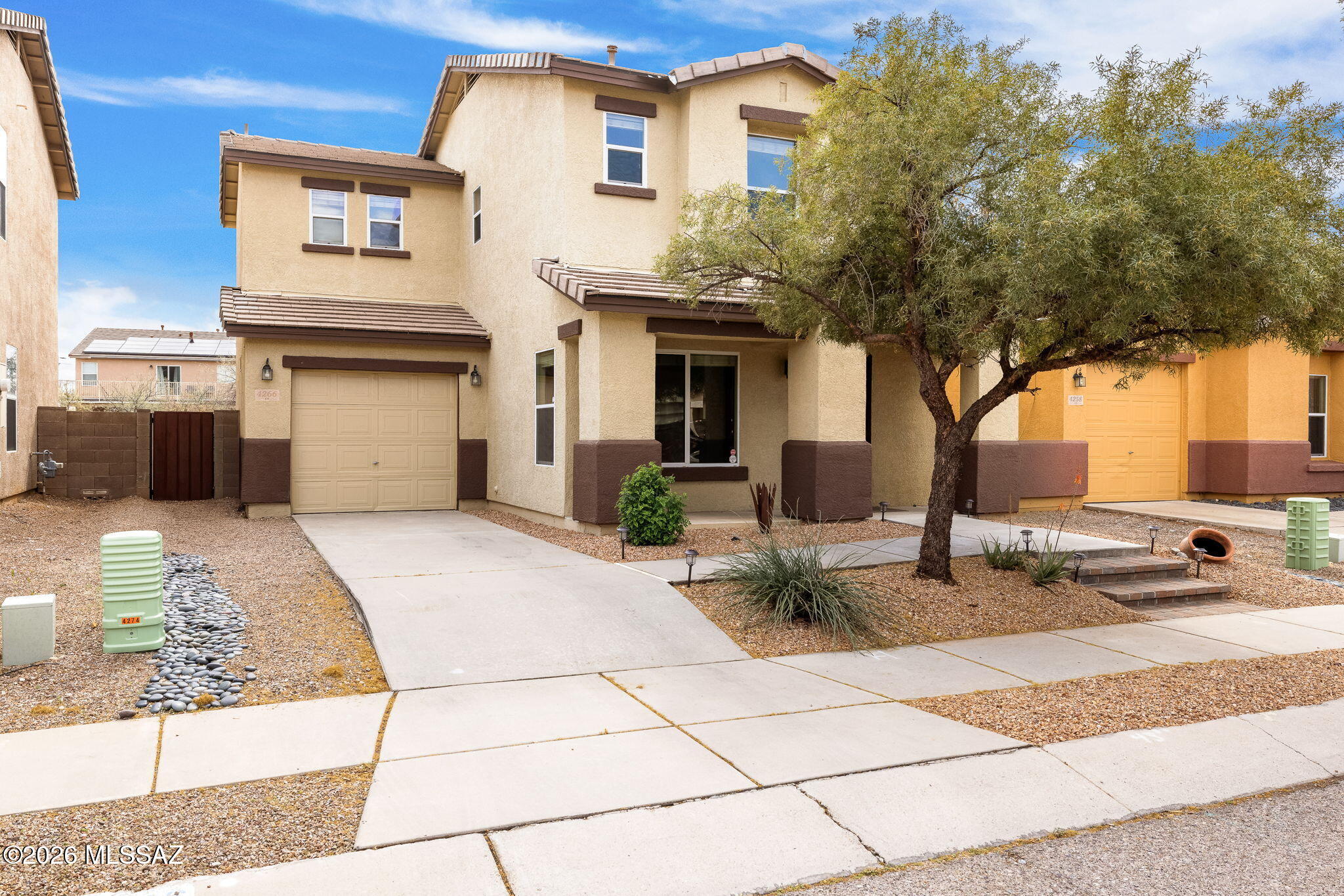 ''MOVE in READY'' This home is centrally located in the Community of Riverhaven, only 20 minutes from the U of A or Banner Hospital, with easy access to the JCC, Shopping, Dining. Steps away from the Rillito River and The Loop (a paved trail for walking, biking that tours Tucson) Seller has just completed updating the kitchen with beautiful Granite counter tops, Subway backsplash tile, new sink, faucet, disposal and all new Stainless Appliances. A warm and welcoming home with 3 Bedrooms, 2 full bathrooms, laundry room that are all located on the second floor. Open floor plan downstairs that draws you out to the spacious backyard waiting for you to make it your own, also backs up to common area for extra privacy. Seller has a Telsa Solar Lease with 12 years remaining.