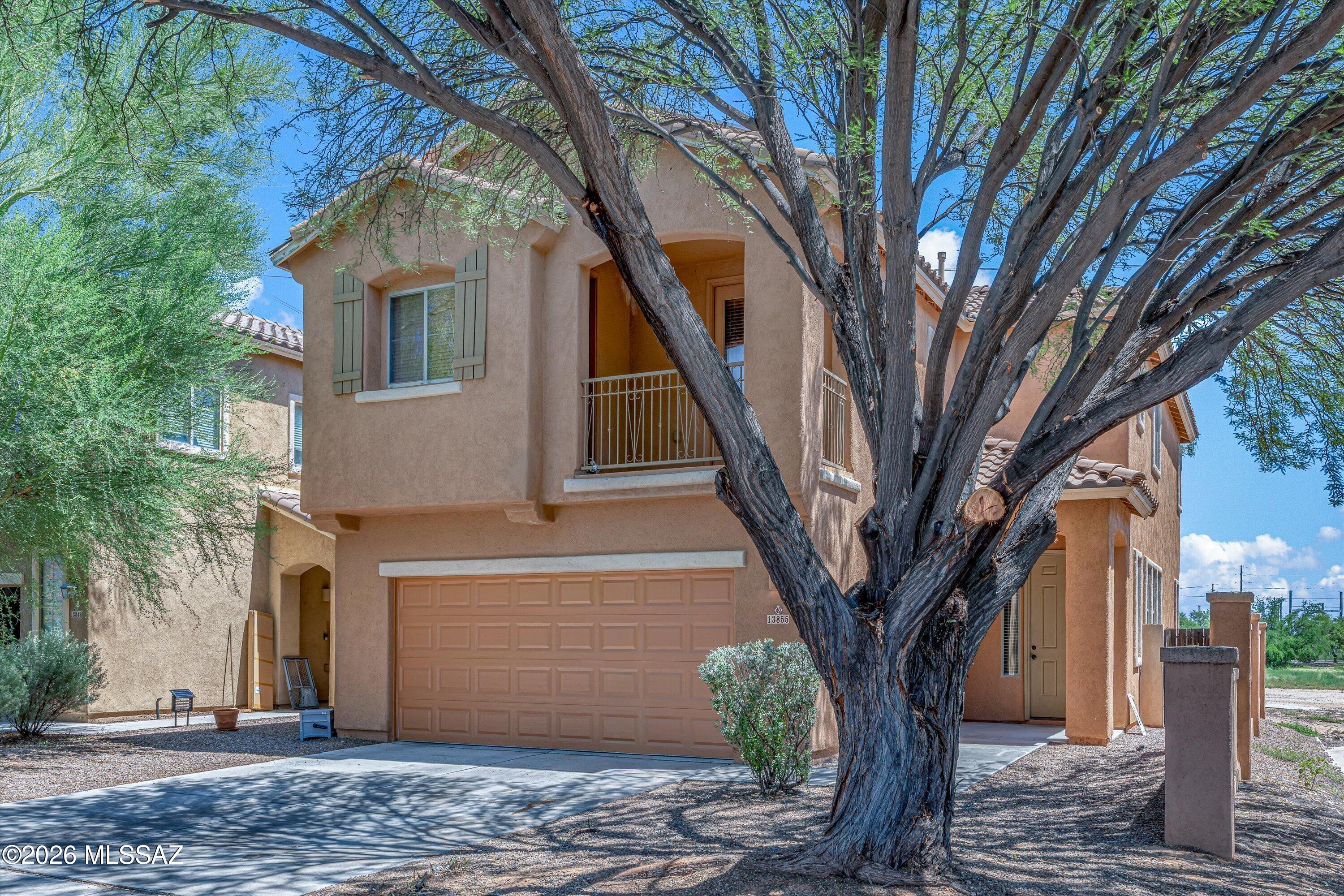 Welcome to 13855 S Camino Nudo!
Space, flexibility, privacy, and resort-style amenities come together in this impressive  home in the highly desirable Rancho Sahuarita community. With OWNED SOLAR, this home offers an added benefit buyers will appreciate for years to come!
The spacious primary suite provides a relaxing retreat with a walk-in closet, dual vanities, soaking tub, and separate shower. A junior suite with its own attached bathroom offers fantastic flexibility for guests, extended family, or multigenerational living. Two additional bedrooms provide direct access to a private balcony, creating the perfect spot to enjoy your morning coffee. Outside, you'll love having no rear neighbors, offering additional privacy. Within walking distance of the lake, water park and amentities.