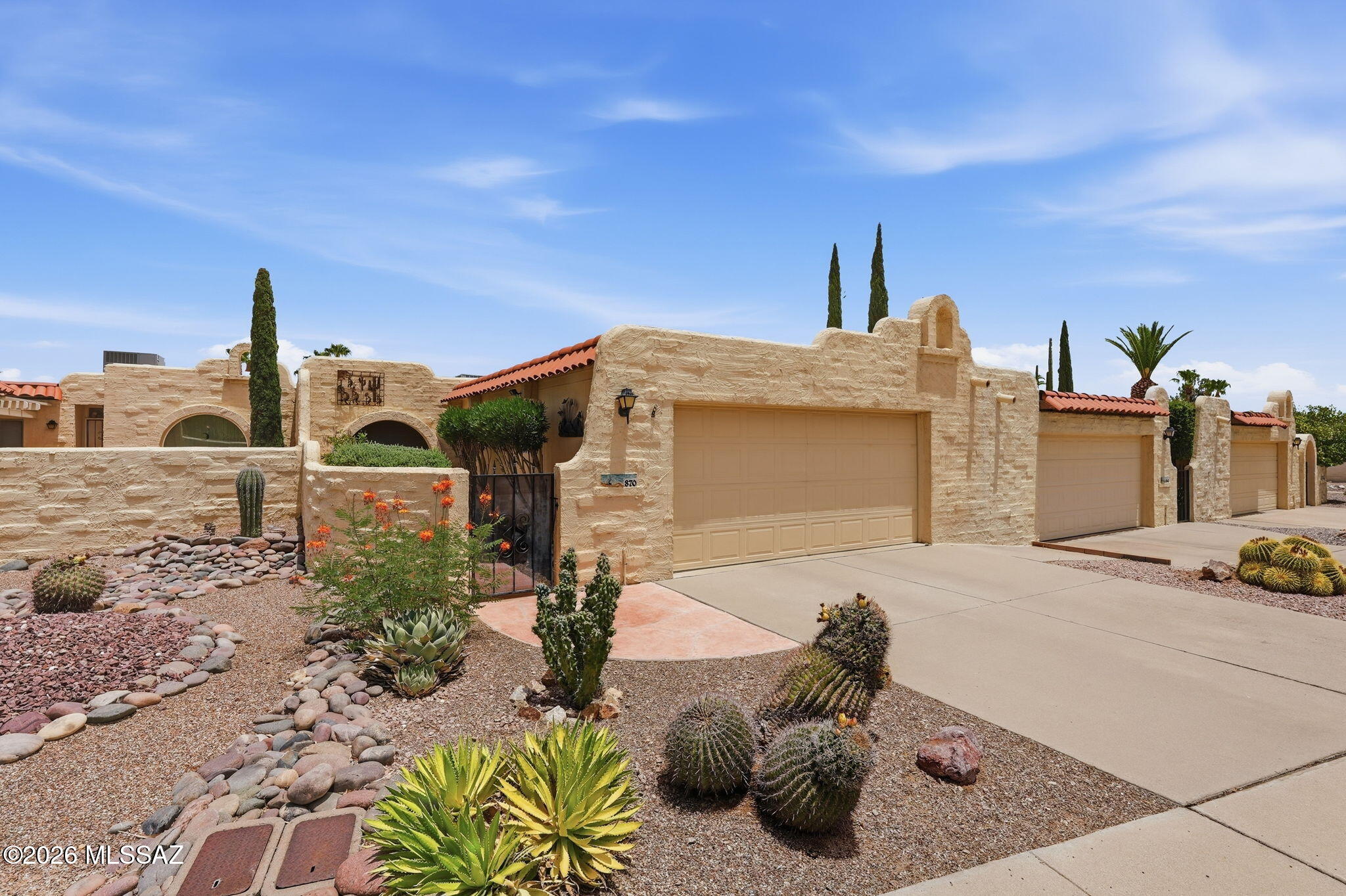 Lowest priced townhome in Esperanza Estates ready for a quick sale! Don't miss this beautifully maintained townhome in one of Green Valley's most desirable 55+ neighborhoods with a community pool, spa, pickleball courts and more! Enjoy a private, gated front courtyard overlooking open desert, gorgeous granite countertops, beautiful tile floors, a charming beehive fireplace and an inviting Arizona Room with sunscreens. This sought-after split floor plan features 2 private en-suite bedrooms, ideal for owners and guests. Primary suite has walk-in closet and walk-in shower only. A 2022 financed solar system must be assumed for just $79/month. Roof recoated 2026; AZ Room added in 2017; Heat Pump 10 years old. Homes offering this value, privacy, and lifestyle don't last. See it today! The kitchen is beautifully appointed with granite countertops and gorgeous tile floors, and overlooks the comfortable living area, where a classic Southwestern beehive fireplace creates an inviting focal point. A removable electric fire display offers the charm and ambiance of a glowing fire with the convenience of electric operation. The Arizona Room, enhanced with sunscreens, provides additional living space that's perfect for relaxing, entertaining, or enjoying Green Valley's beautiful weather.
Energy efficiency is another valuable feature with a 2022 financed solar system that transfers to the new owner for an affordable monthly payment of just $79, helping to keep utility costs manageable.