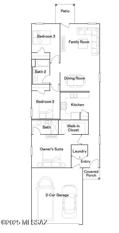This new single-story home features a modern layout with room to grow. The stylish kitchen shares a footprint with the living and dining areas, and a covered patio provides convenient outdoor access. Three bedrooms are placed to the side of the home, including the luxe owner's suite, complete with an en-suite bathroom and generous walk-in closet. Our homes come with the Frigidaire Stainless Steel Appliances, Rinnai Tankless Water Heaters, Post-Tension Foundation, Taexx built-in pest control system, Radiant barrier roof decking, 2'' Faux Wood Blinds and more!