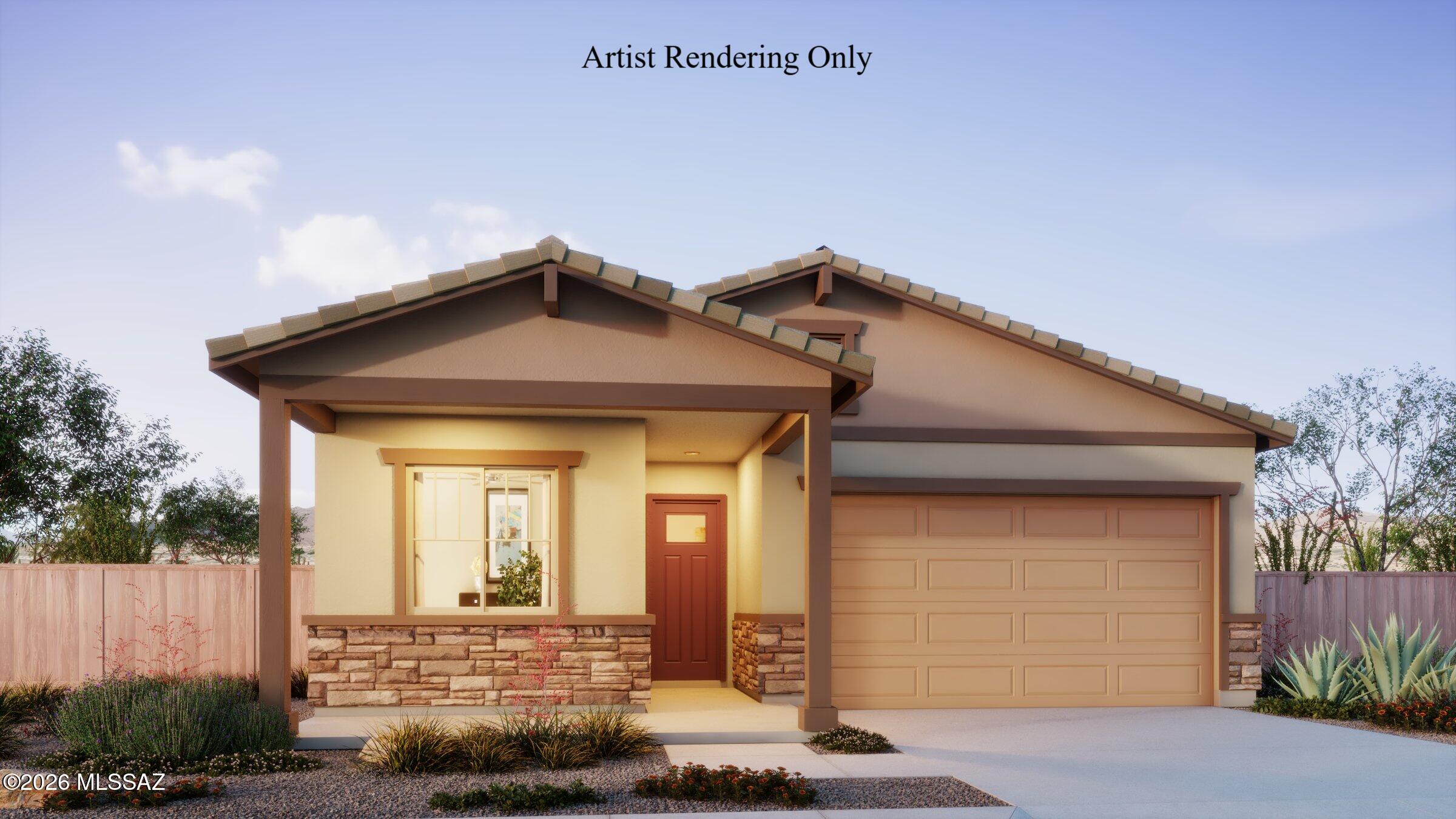 Charming Copper plan with Ranch elevation. Thoughtfully designed open Greatroom layout with spacious dining area & kitchen. 3 bedrooms and 2 full baths. Owner's suite is a true retreat with generously sized walk-in closet, walk-in shower, vanity with twin sinks and view to backyard. The modern kitchen is equipped with a gas range, Whirlpool refrigerator, center island and a walk-in pantry for all your culinary needs. Laundry room is complete with Washer/Dryer. Includes faux wood blinds & Backyard landscaping.