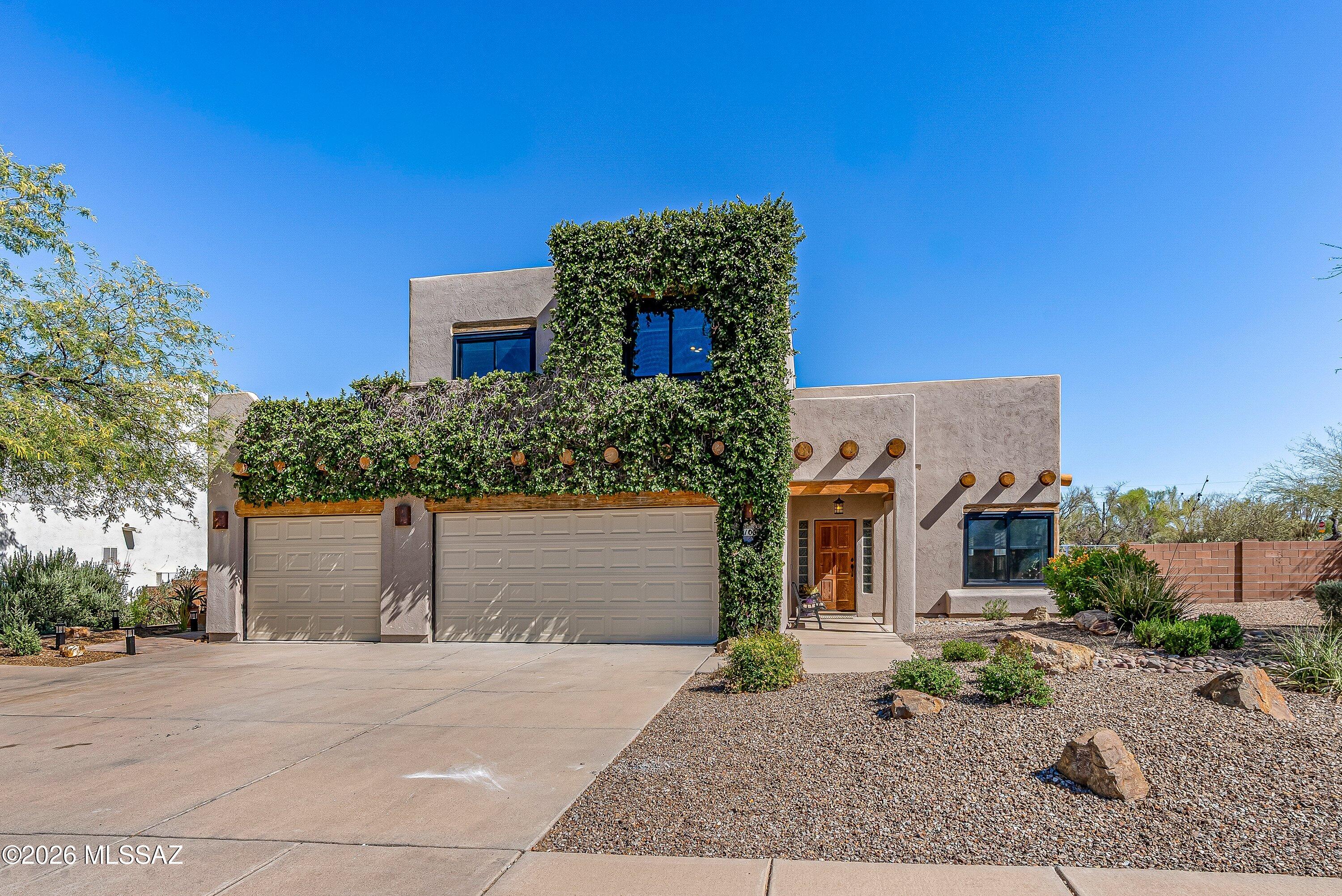 Welcome to an exceptional residence in the Silverado Hills community--offered for sale for the first time since it was built. Lovingly updated by its original owner, this remarkable four-bedroom, three-bath home embodies timeless quality, thoughtful updates, and the very best of Tucson living.
Beautiful real oak hardwood flooring extends throughout most of the home, creating warmth and elegance, while three comfortably carpeted bedrooms provide peaceful retreats. Two of the home's three full bathrooms have been completely remodeled with tasteful,  finishes that blend seamlessly with the home's classic design. Extensive improvements include an updated kitchen, and Andersen windows and doors throughout, enhancing natural light, comfort, and energy efficiency. 
A leased solar system further contributes to economical living without sacrificing luxury. Designed to embrace Arizona's spectacular outdoor lifestyle, the backyard is an entertainer's dream. A sparkling pool and spa are complemented by mountain views and the rare advantage of having no homes directly behind the property, creating an atmosphere of tranquility and privacy. The primary suite is elevated by its own private sitting deck--an ideal setting for morning coffee ora  sunsets. A second private deck off one of the secondary bedrooms offers another intimate outdoor retreat with picturesque view. Perfectly situated within the highly desirable Silverado Hills community, this exceptional residence offers convenient access to shopping, dining, parks, hiking trails, and everyday amenities while maintaining a peaceful residential setting.
This is more than a home--it is a rare opportunity to own a well-loved property that has never before been available. A legacy of ownership, love, and exceptional desert living awaits. Seller is Licensed to Sell Real Estate in another State.