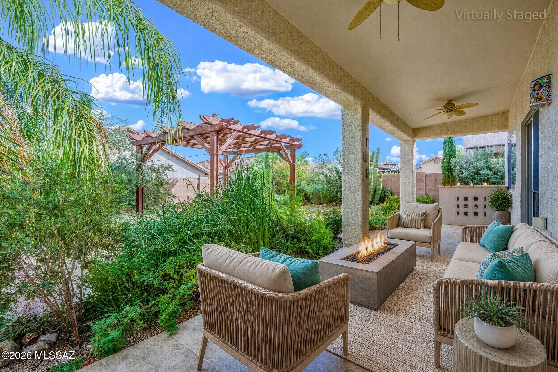 Your retreat, your relief from daily stress, your home! Inviting, comfortable, tucked away in this cozy neighborhood, it's what you have been looking for. Enjoy the mindful and beautifully landscaped backyard with covered patio, pavers, gazebo with spa hook up and so many birds and butterflies a truly sublime outdoor living space! Step inside to find a floor plan thoughtfully designed for hosting, with a central kitchen, open living space and separate dining area. Genuine care and  pride shows with tasteful updates including flooring, updated bath fixtures, beautiful louvered wood shutters plus premium paint inside and out. Oh, and a front patio too? Yes please! All this and convenient to sought after Vail schools, restaurants and shopping. You do not want to miss out on this one!