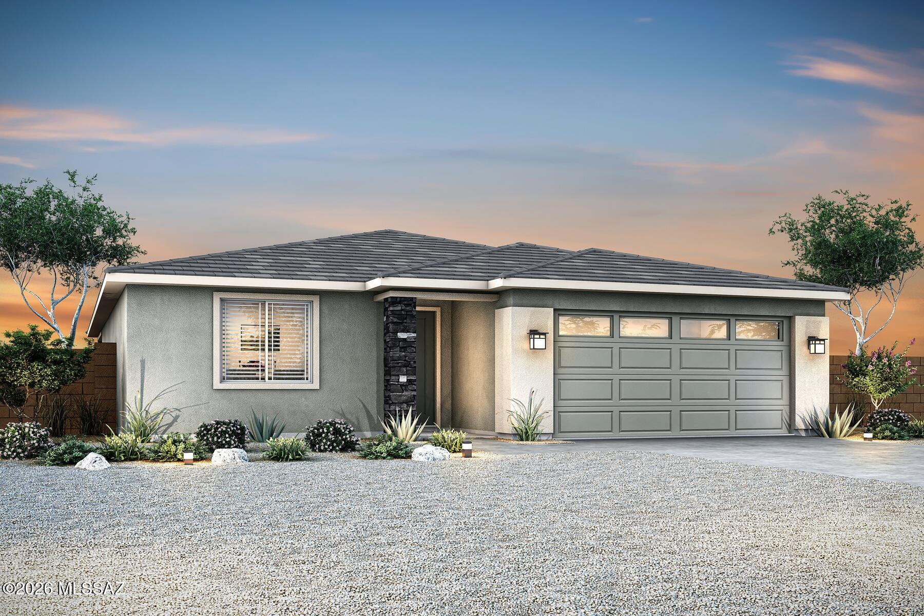 Our Juniper floorplan is a stunning 3-bed, 2-bath home that defines modern comfort. This floorplan features a spacious family room, dining room, butlers pantry, private master suite, & a 2-car garage. Included upgrades enhance your living experience, with energy-efficient SS appliances, quartz countertops, 36 '' white wood cabinets, & more. Three bedroomss ensure everyone has their own room to spread out, w/ flexibility to use an extra bedroom as a guest space or home office.  Separate laundry room completes this space.
Indulge in the luxury of a private master suite. The bedroom easily accommodates king-size furniture, & the walk-in closet and private bathroom provide the ultimate convenience.  This home's curb appeal is a visual delight with a low maintenance landscaped front yard
