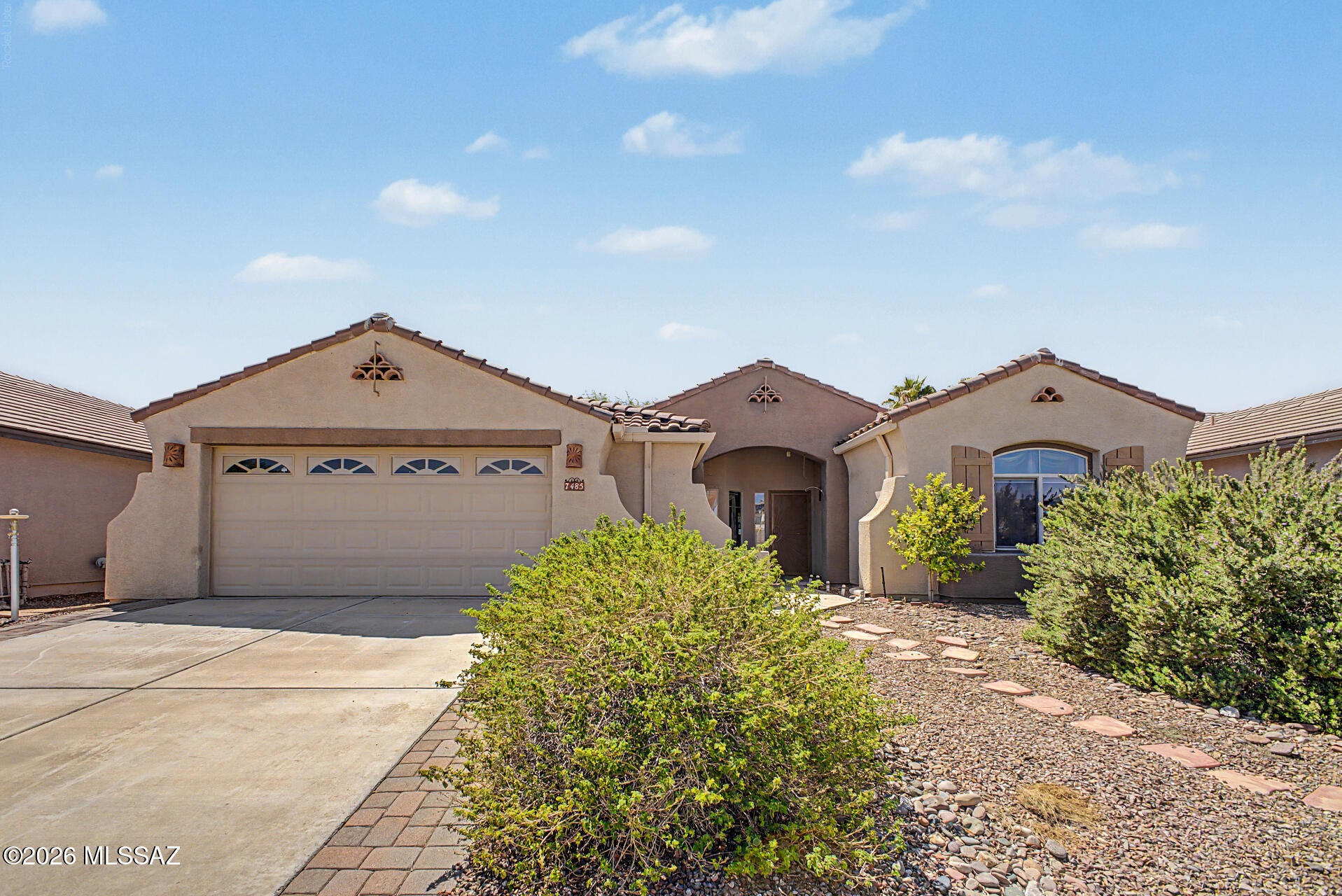 This home is a rare gem! Introducing this energy-efficient residence offering comfort & convenience at every turn. Inside, you'll find a perfectly flowing open floor plan highlighted by pre-wired surround sound. Thoughtful details include archways, custom paint, ceiling fans, stylish light fixtures, & window blinds. Lovely kitchen features plenty of cabinets & cupboards, tile backsplash, stainless steel appliances, granite counters, & a prep island w/a breakfast bar. Open the double doors to discover a large main bedroom, complete w/a modern ensuite w/two vessel sinks, a jetted tub, & a walk-in closet. You'll also have a dedicated den or office. Finally, the spacious backyard boasts a covered patio, built-in BBQ, gazebo, & mature shade trees. This beauty is ready to welcome you home!