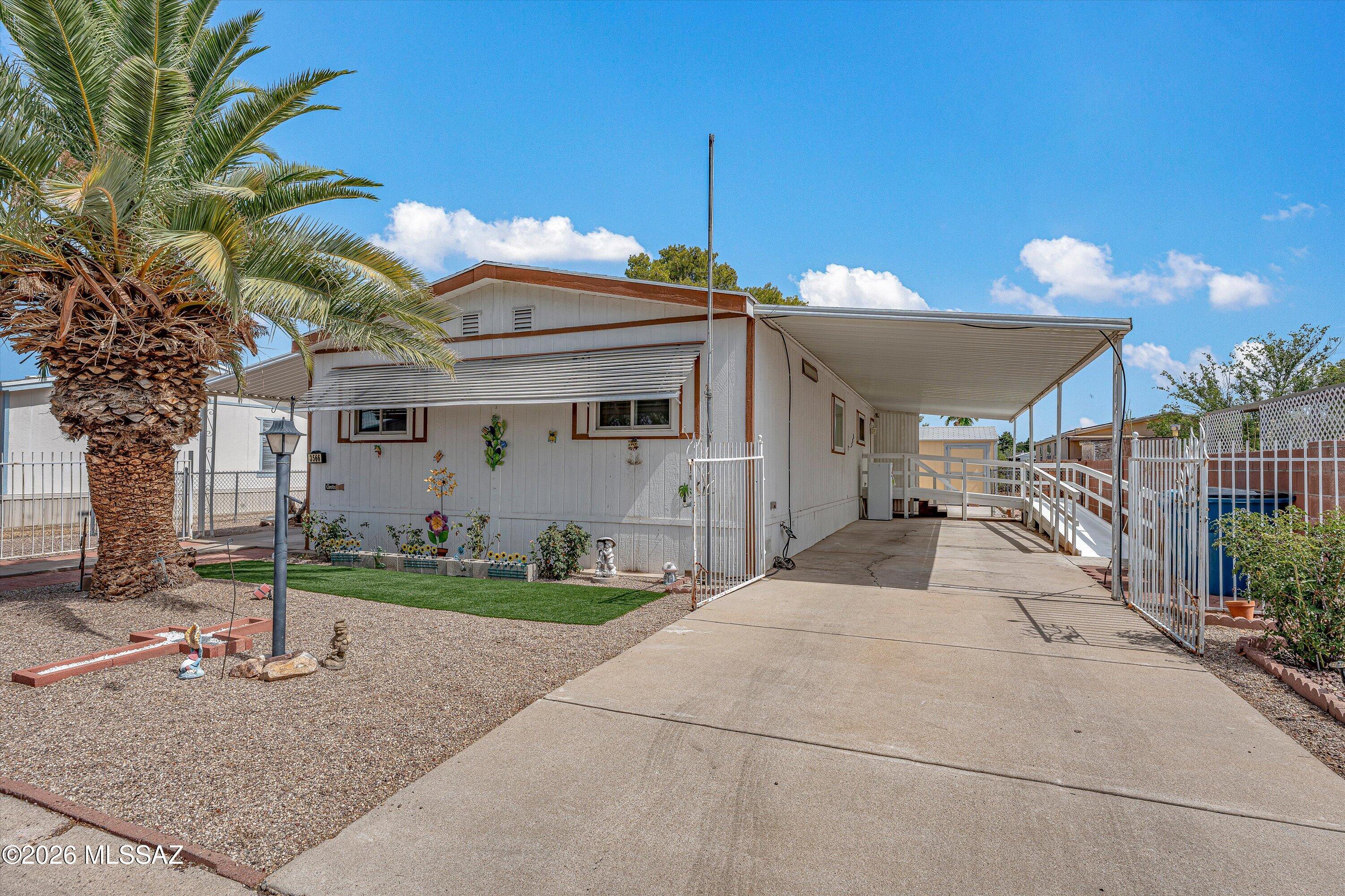 Upgraded 3-Bed, 2-Bath --Move-In Ready & Packed with Value

Fresh paint, brand-new bedroom carpet, and a remodeled kitchen with a new dishwasher (2024) welcome you home. Both bathrooms have been renovated; the primary suite in 2022 and the guest bath in 2024. Walk-in showers! Major upgrades include a new HVAC (2024), re-shingled roof (2024), and high-efficiency dual-pane windows throughout for year-round comfort and lower energy costs. A whole-home water softener adds everyday luxury.
Outside, enjoy professionally landscaped front and back yards, two covered carports, a spacious Tuffshed plus two additional sheds for all your storage needs, and a wheelchair ramp for easy access. Cool off at the neighborhood pool without the upkeep. Unbeatable location near shopping with quick I-10 acces