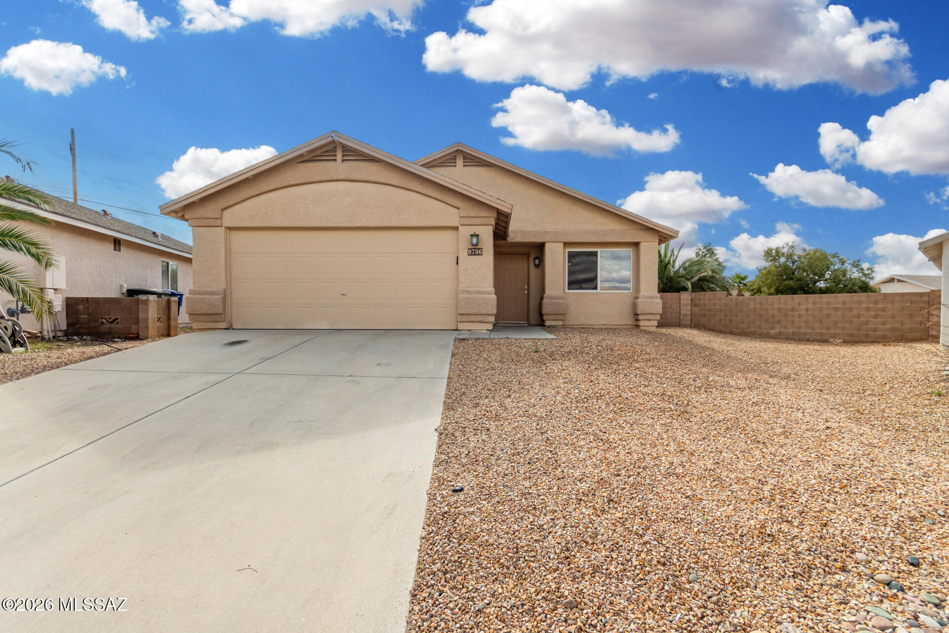 Spacious 3 bedroom, 2 baths home situated on a large corner lot with room to spread out! This well-designed floorplan offers both a formal living room and a separate family room, providing flexible space for everyday living and entertaining. The kitchen features granite countertops, ample cabinetry, and included appliances, making it both functional and inviting. Step outside to a private backyard retreat complete with a sparkling pool, soothing water feature, and a covered ramada--perfect for relaxing, hosting gatherings, or enjoying Arizona evenings. The expansive backyard offers plenty of space to create your ideal outdoor setting. Don't miss this incredible opportunity--explore the possibilities this property offers!