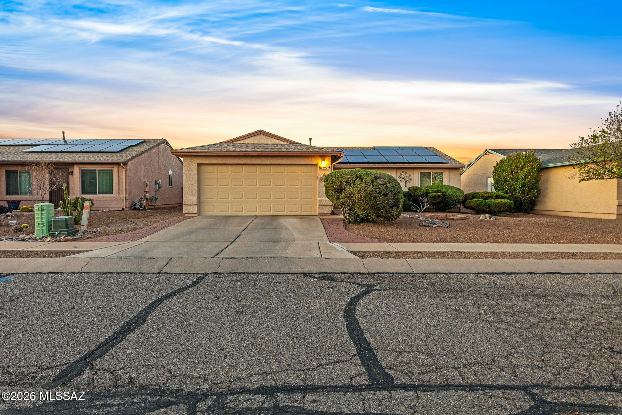 Seller to accept or counter offers from $300,000 - $315,000. A well maintained single owner 3 bedroom, 2 bathroom home offering 1,372 sqft of comfortable living space on Tucson's east side. This home features great curb appeal desert landscaping, a 2-car garage, and leased solar for added efficiency. Inside, you'll find a bright and functional layout with spacious living areas, updated flooring, and a charming kitchen with ample cabinet space, granite countertops, and a cozy breakfast nook. The primary suite offers a private en suite bath, while the additional bedrooms provide flexibility for guests, family, or a home office. Step outside to enjoy a nicely designed backyard with covered patio space, a paver seating area, and low-maintenance turf perfect for relaxing or entertaining!