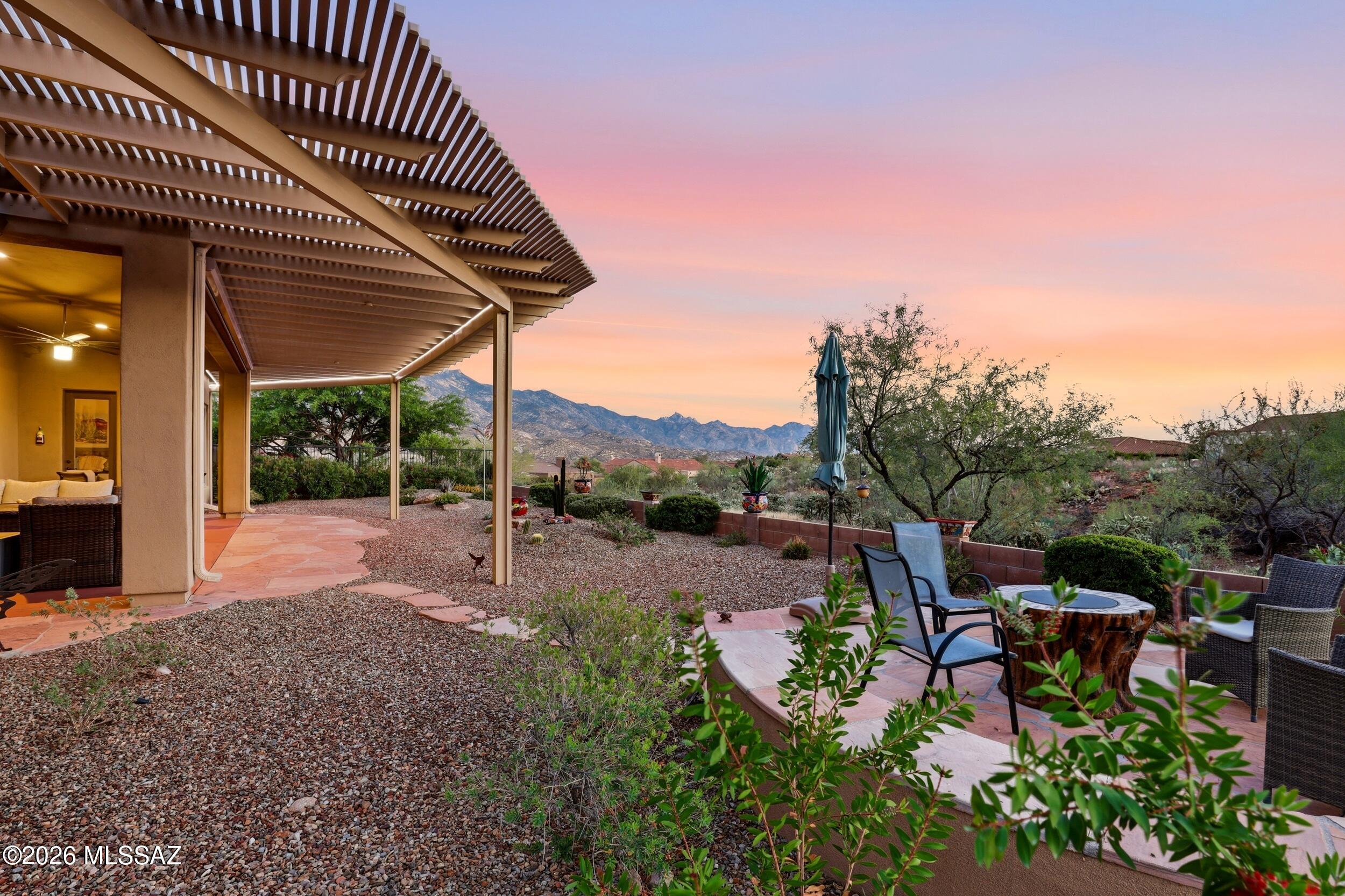 Located in SaddleBrooke Preserve, this updated Sabino model sits on a secluded lot with Catalina Mountain views and a split-bedroom floorplan, each bedroom with an ensuite for added privacy. The open-concept layout includes a spacious den, updated powder room, and a great room designed for comfortable everyday living and entertaining. Major updates include a new roof, gutters, and two Lennox HVAC units installed in 2024. The remodeled kitchen features refaced and rebuilt cabinetry, Cambria quartz countertops, stainless steel appliances, a large island, and generous dining space. A well-positioned laundry room offers extra storage just off the 3-car garage. Outdoor living includes a front courtyard, covered extended back patio. Low-maintenance landscaping and mature shade trees create a peaceful outdoor setting. The side yard offers additional potential for a pool or casita.

Saddlebrooke is a premier active adult community with resort-style amenities including golf courses, pools, fitness centers, tennis and pickleball courts, clubhouses, dining, and a wide range of social activities.